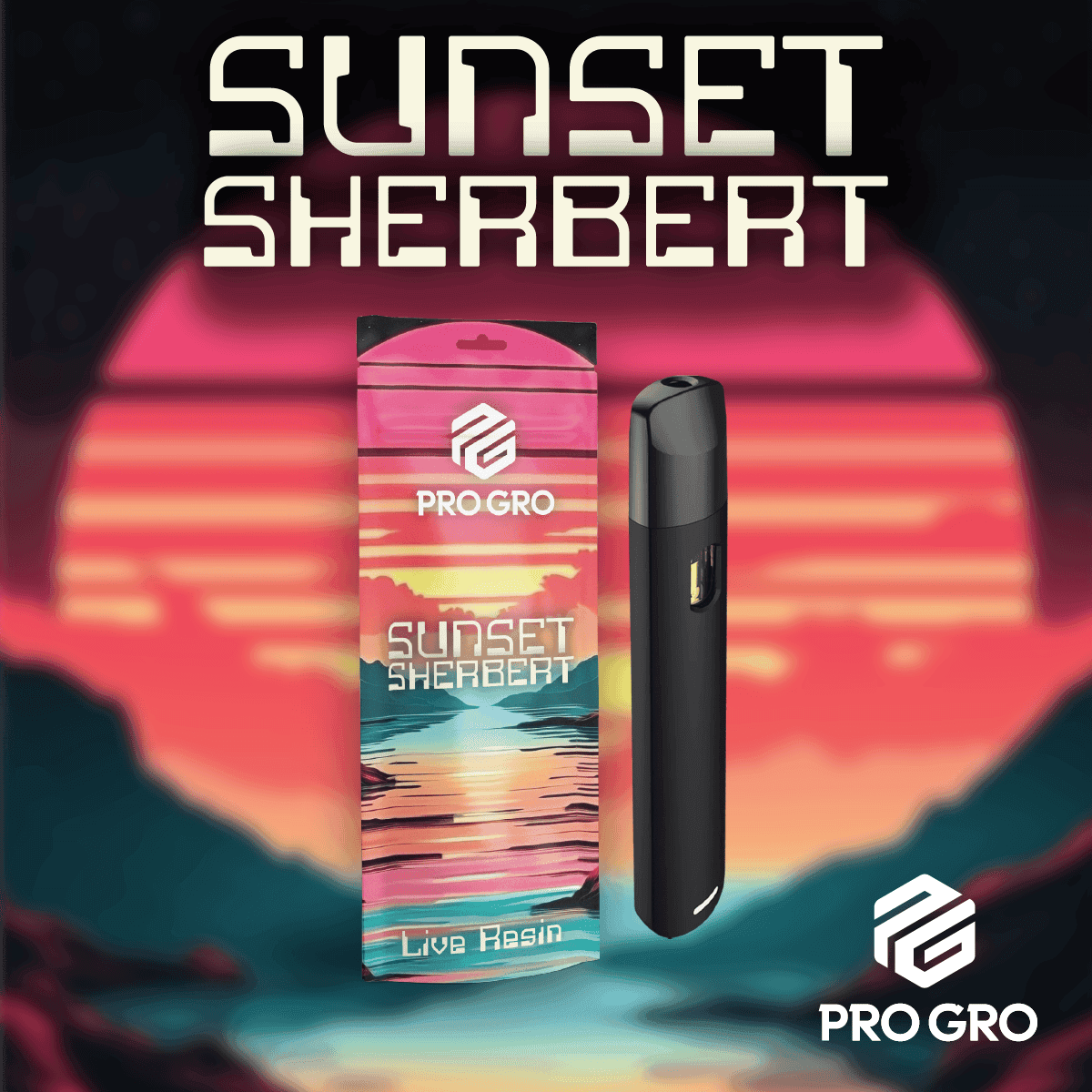 PRO GRO | SUNSET SHERBERT | INDICA | DISPOSABLE VAPE | 1G | REC - View 2
