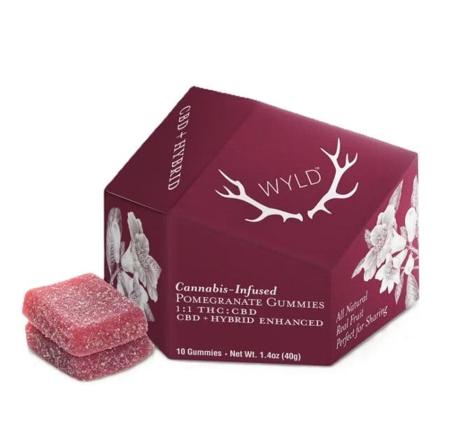 WYLD | POMEGRANATE | 1:1 THC-CBD | HYBRID | 100MG GUMMIES | REC - View 3