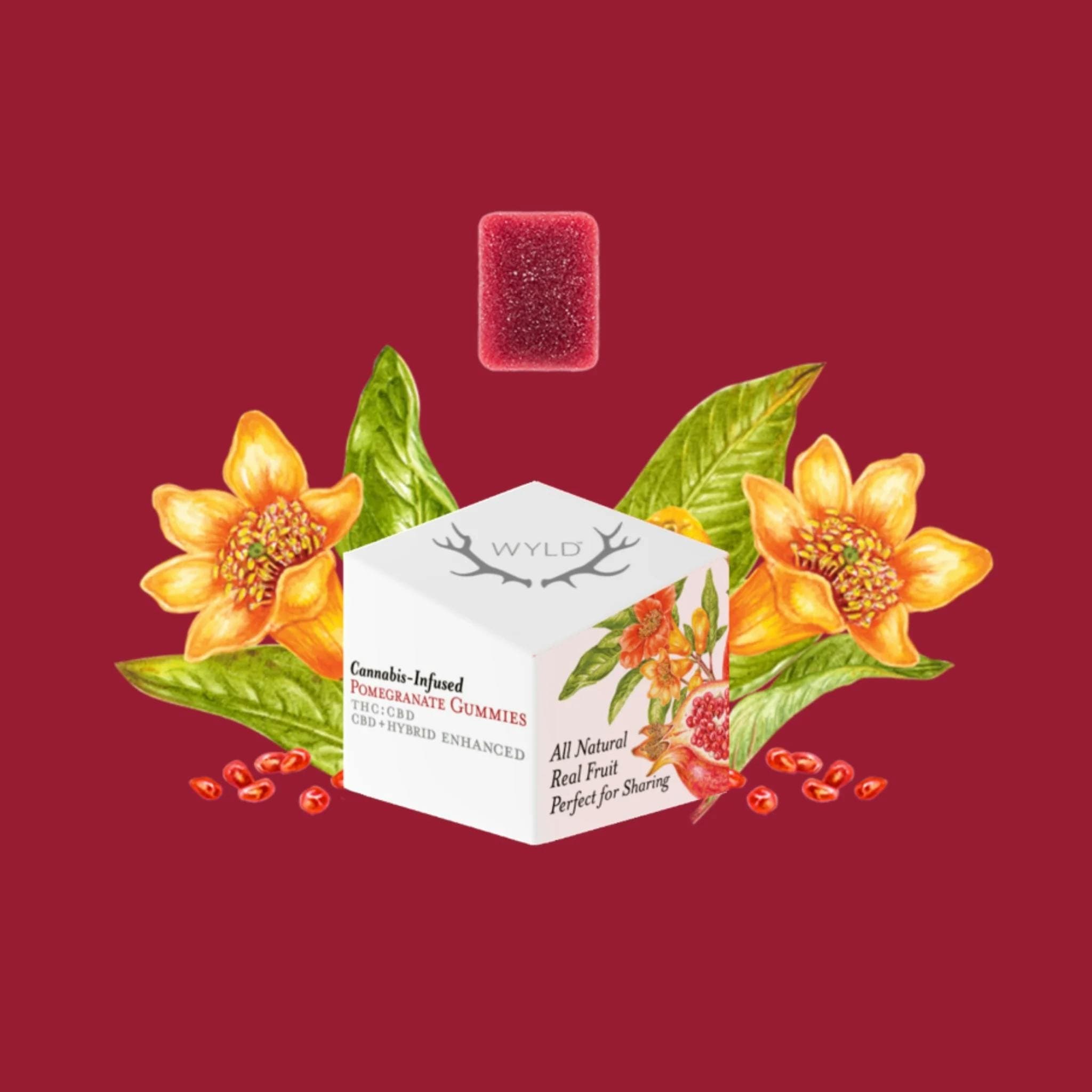 WYLD | POMEGRANATE | 1:1 THC-CBD | HYBRID | 100MG GUMMIES | REC - View 2