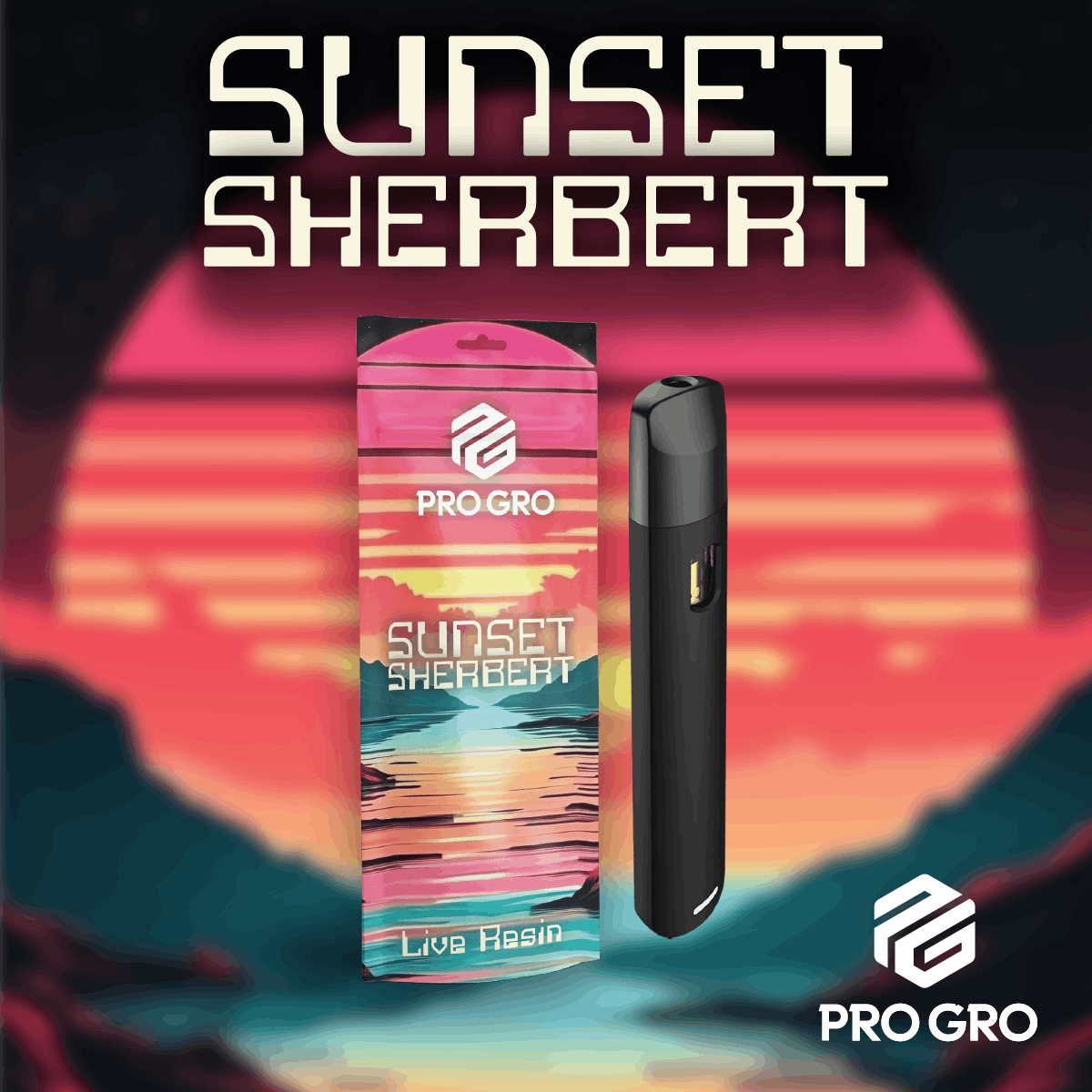 PRO GRO | SUNSET SHERBERT | INDICA | DISPOSABLE VAPE | 1G | REC - View 1