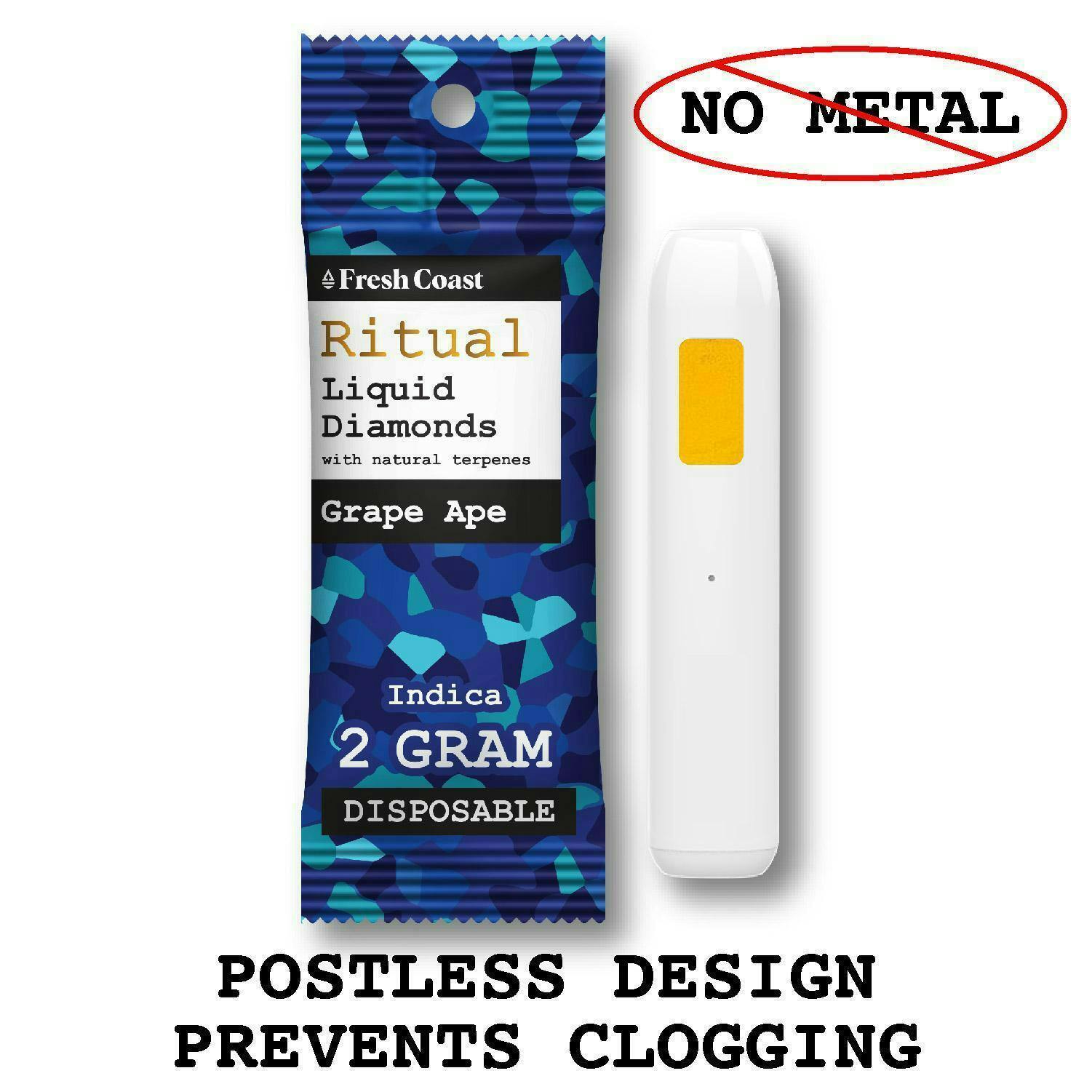 RITUAL | GRAPE APE | INDICA | LIQUID DIAMONDS DISPOSABLE | 2G | REC - Main view