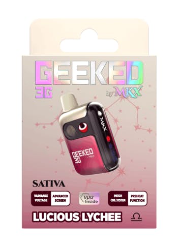 Geeked X MKX | Lucious Lychee | Sativa | 3G Disposable Vape Pen | REC - Main view