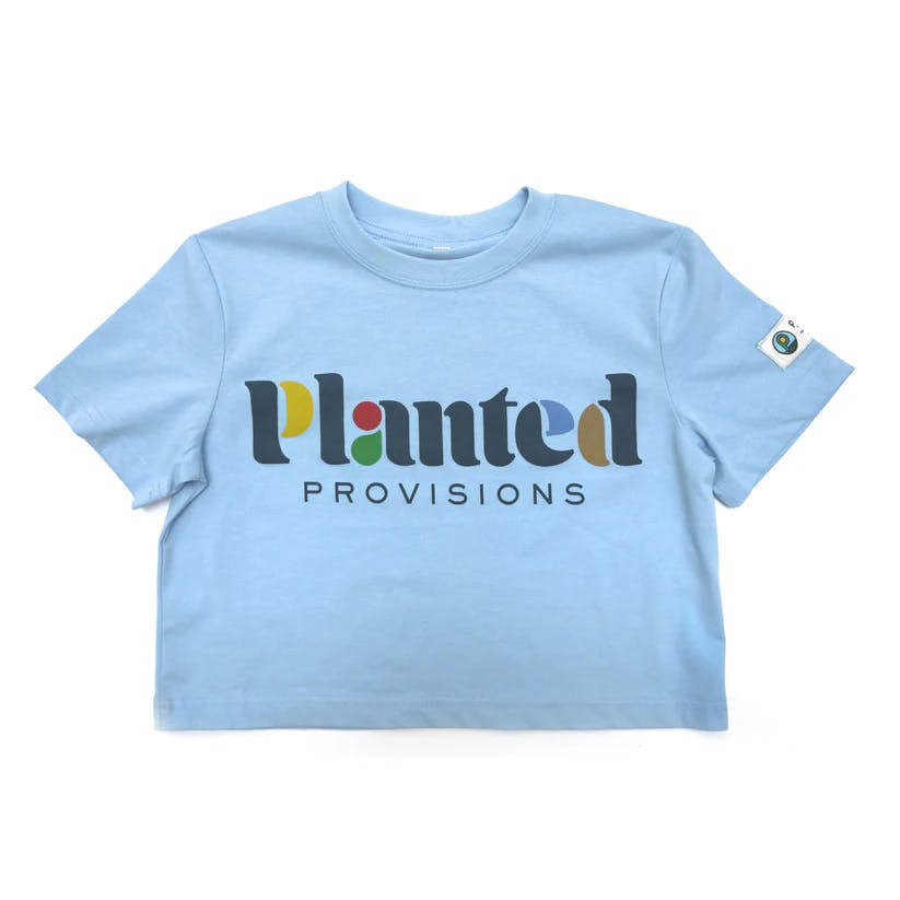 Crop Top | Blue "Planted Provisions" | Small - Main view