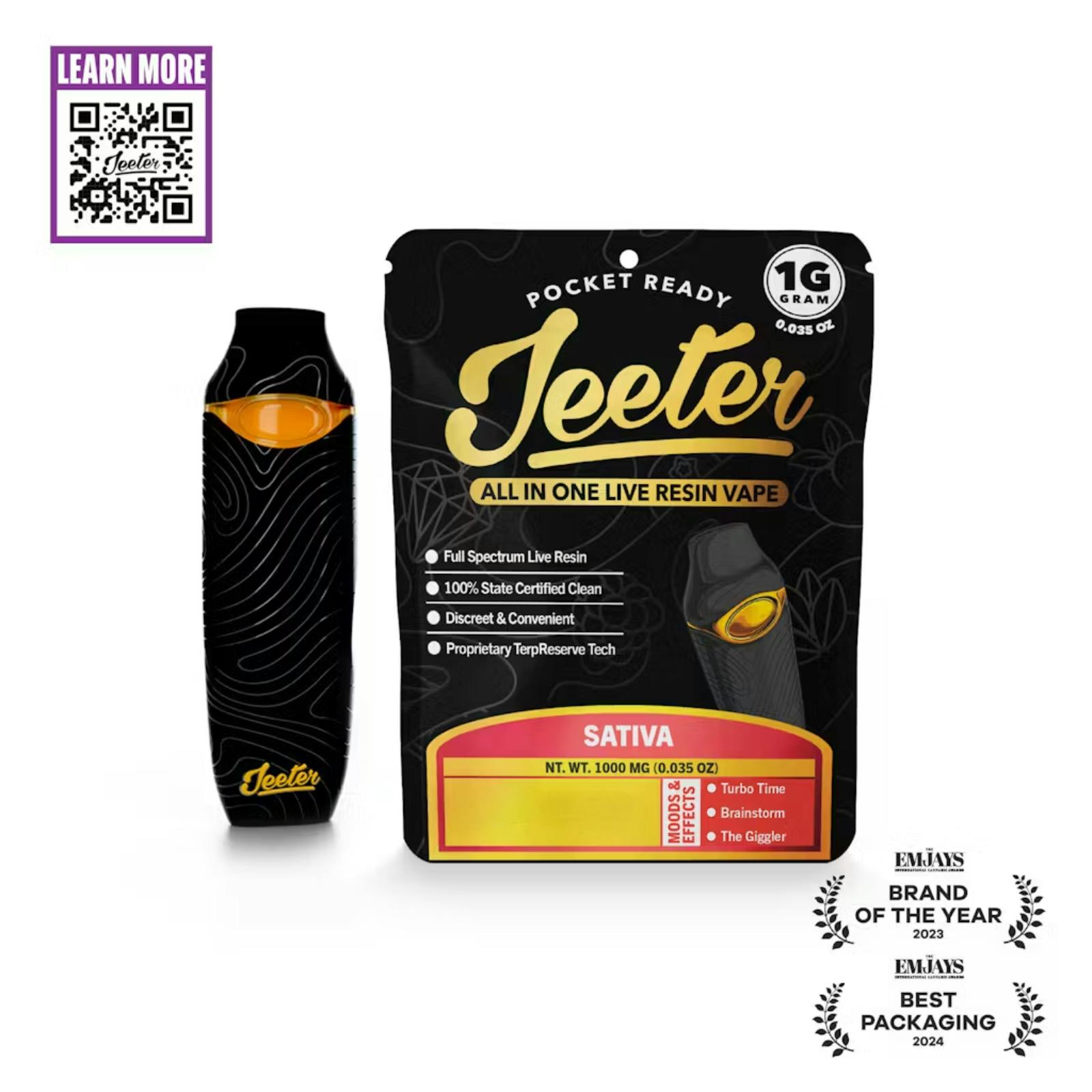JEETER | SWEET GOLD | SATIVA | DISPOSABLE VAPE | LIVE RESIN | 1G | REC - Main view