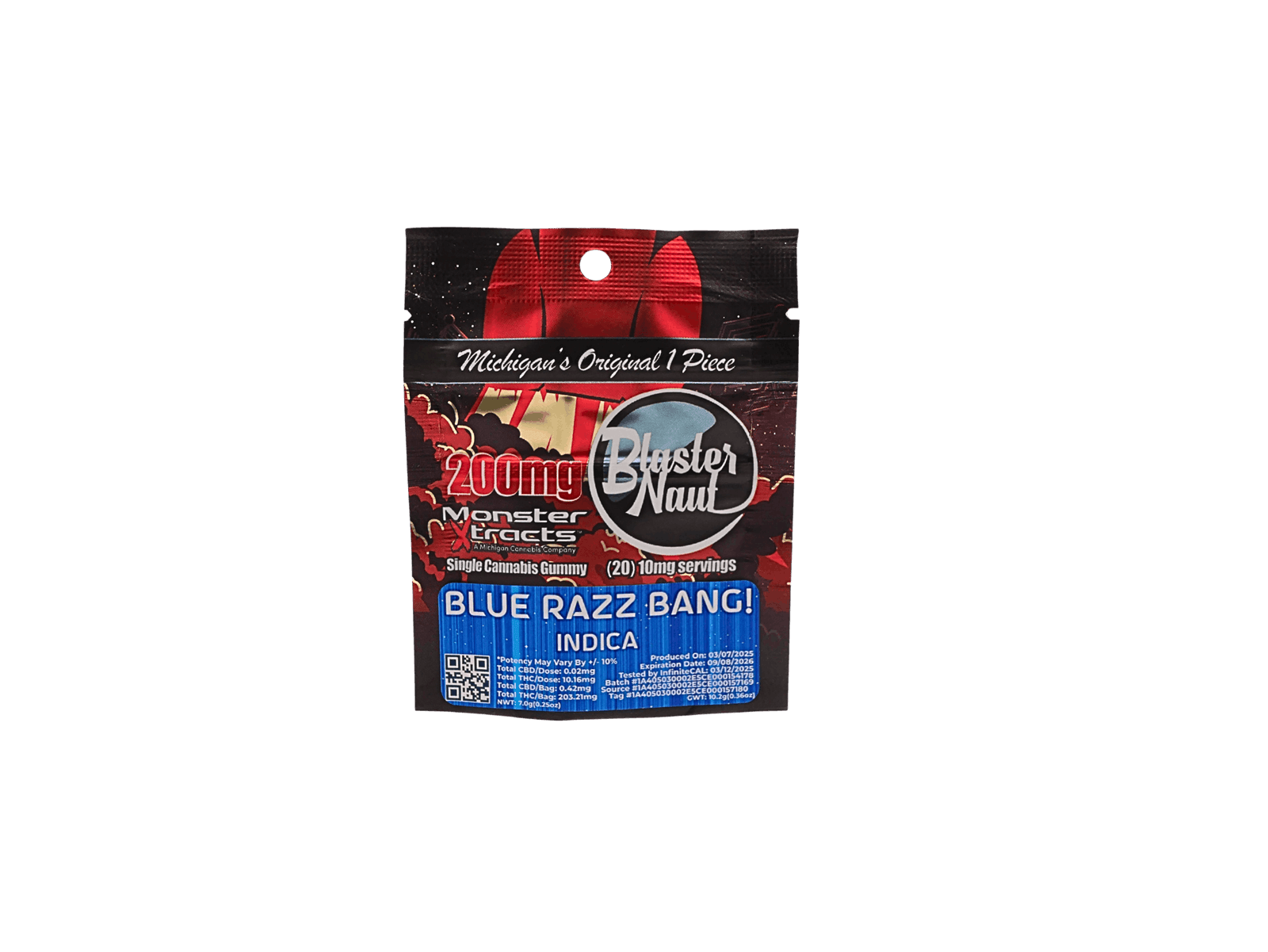 BLASTER NAUT | BLUE RAZZ BANG! | INDICA | GUMMIES | 200MG | REC - Main view