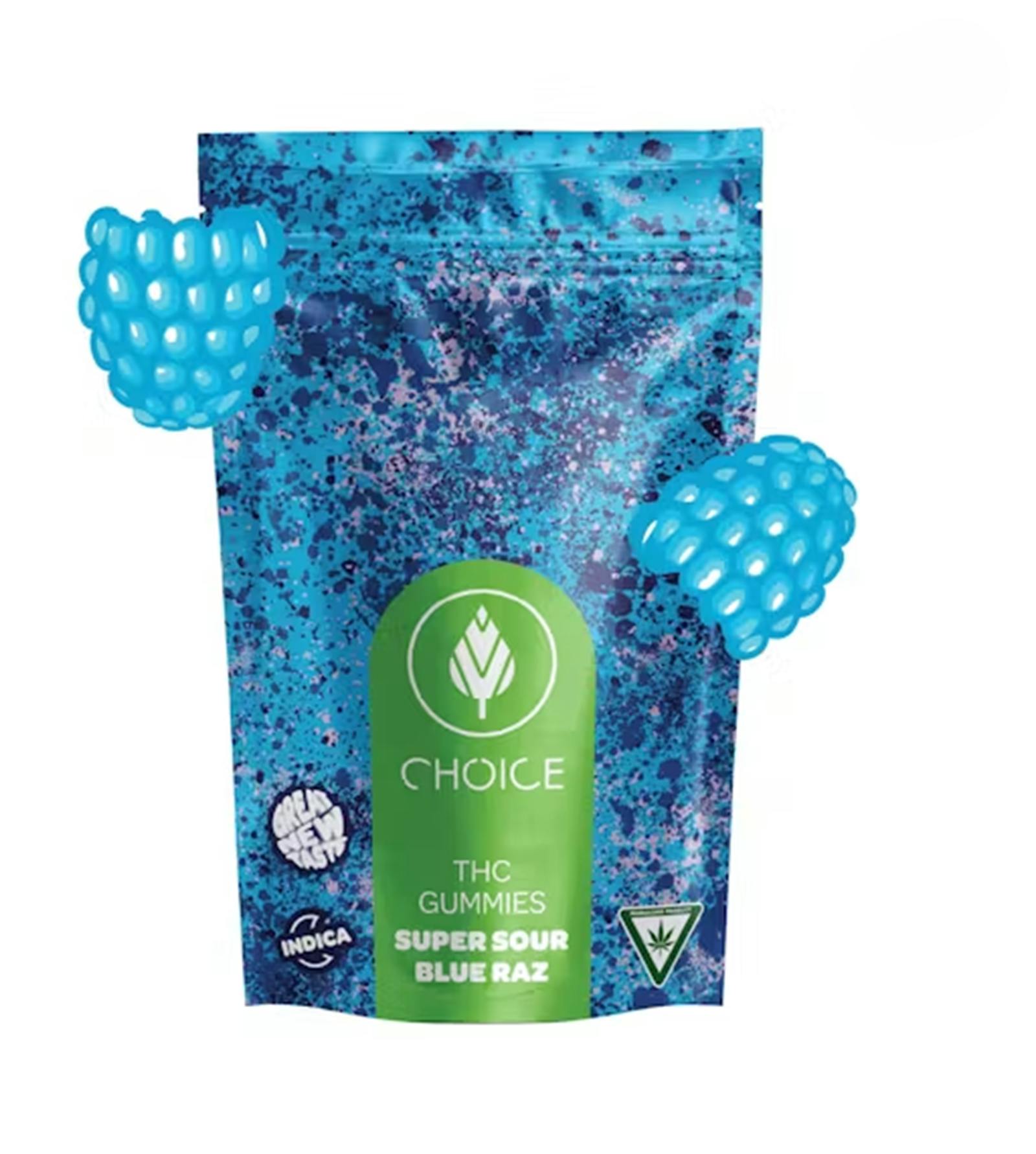 CHOICE | SUPER SOUR BLUE RAZZ | INDICA | GUMMIES | 100MG - Main view