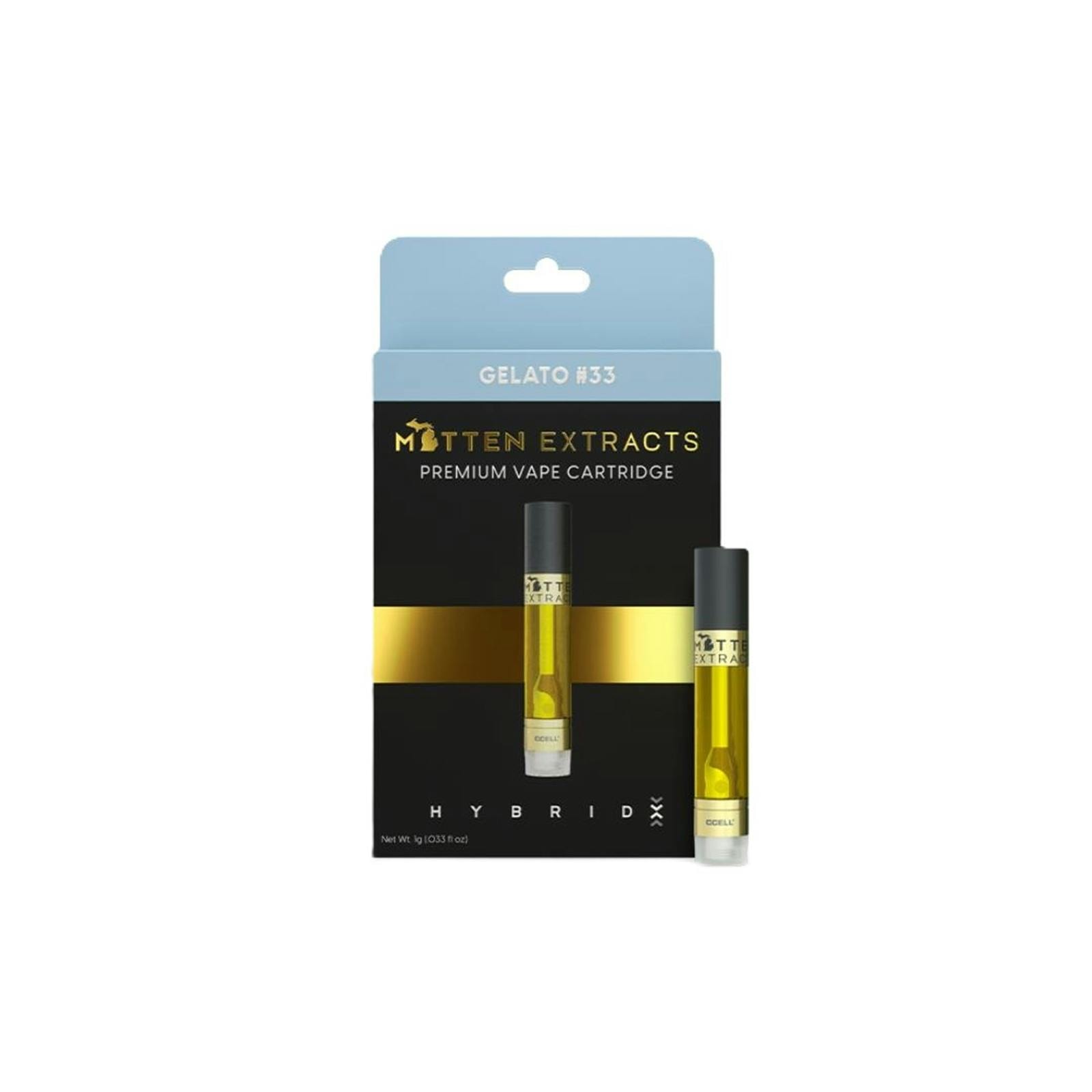 MITTEN EXTRACTS | GELATO #33 | HYBRID | 510 CARTRIDGE | 1G | REC - Main view