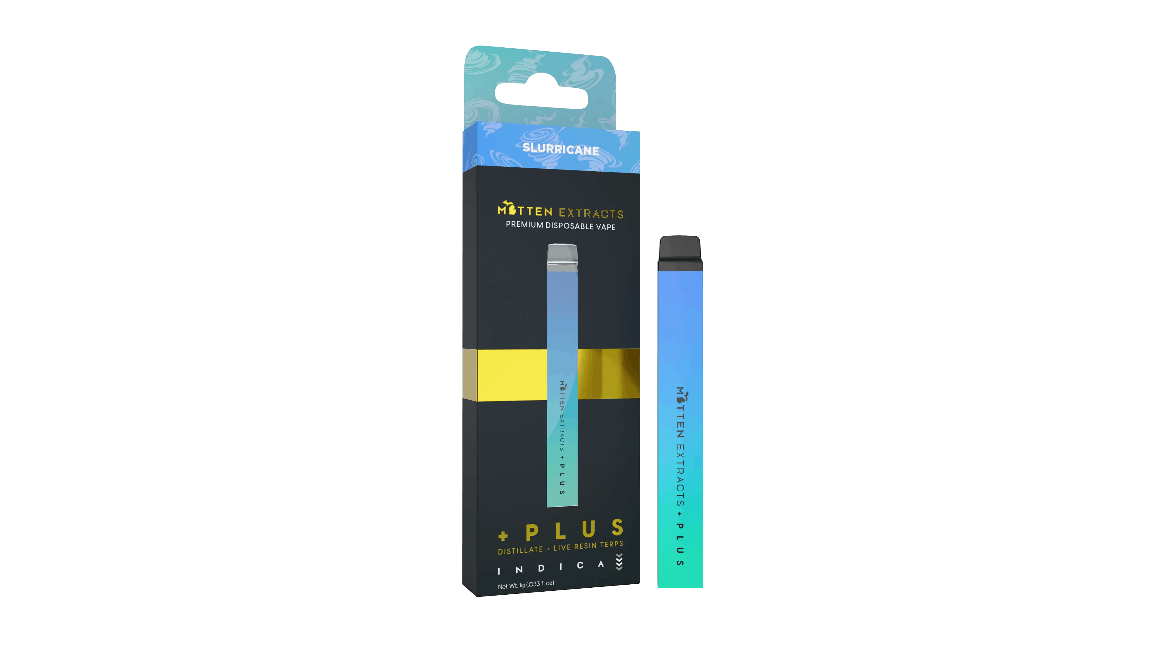 Mitten | Slurricane | Indica | 1G Disposable Vape Pen | REC - Main view