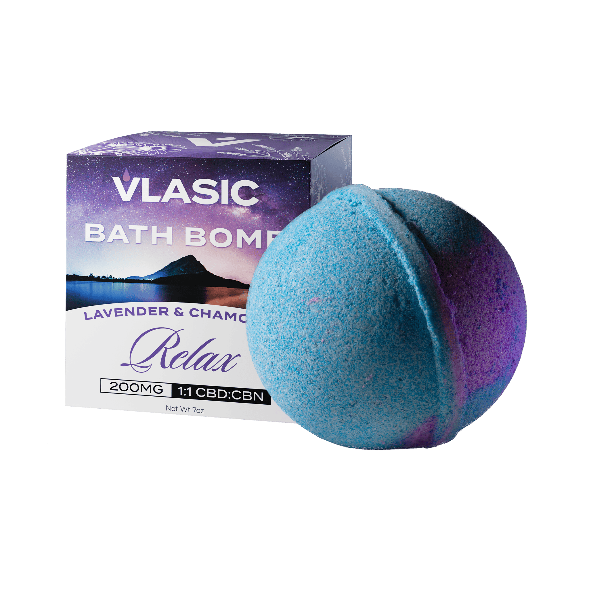 VLASIC | LAVENDER AND CHAMMOMILE | RELIEF BATH BOMB | 200MG CBD - Main view
