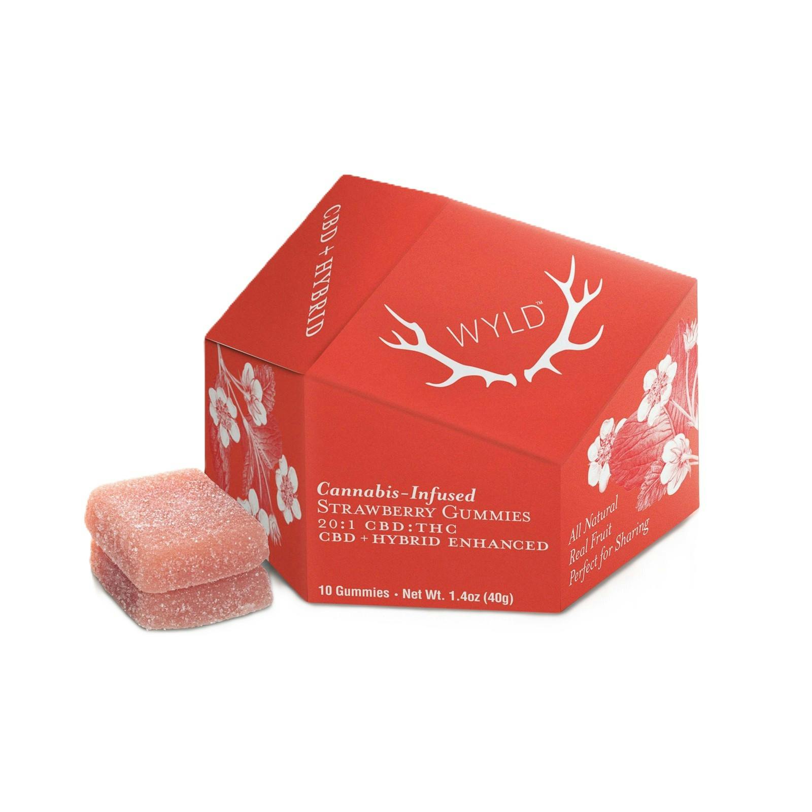 Wyld | Strawberry | Hybrid | THC: CBD | 200MG Gummies | REC - Main view