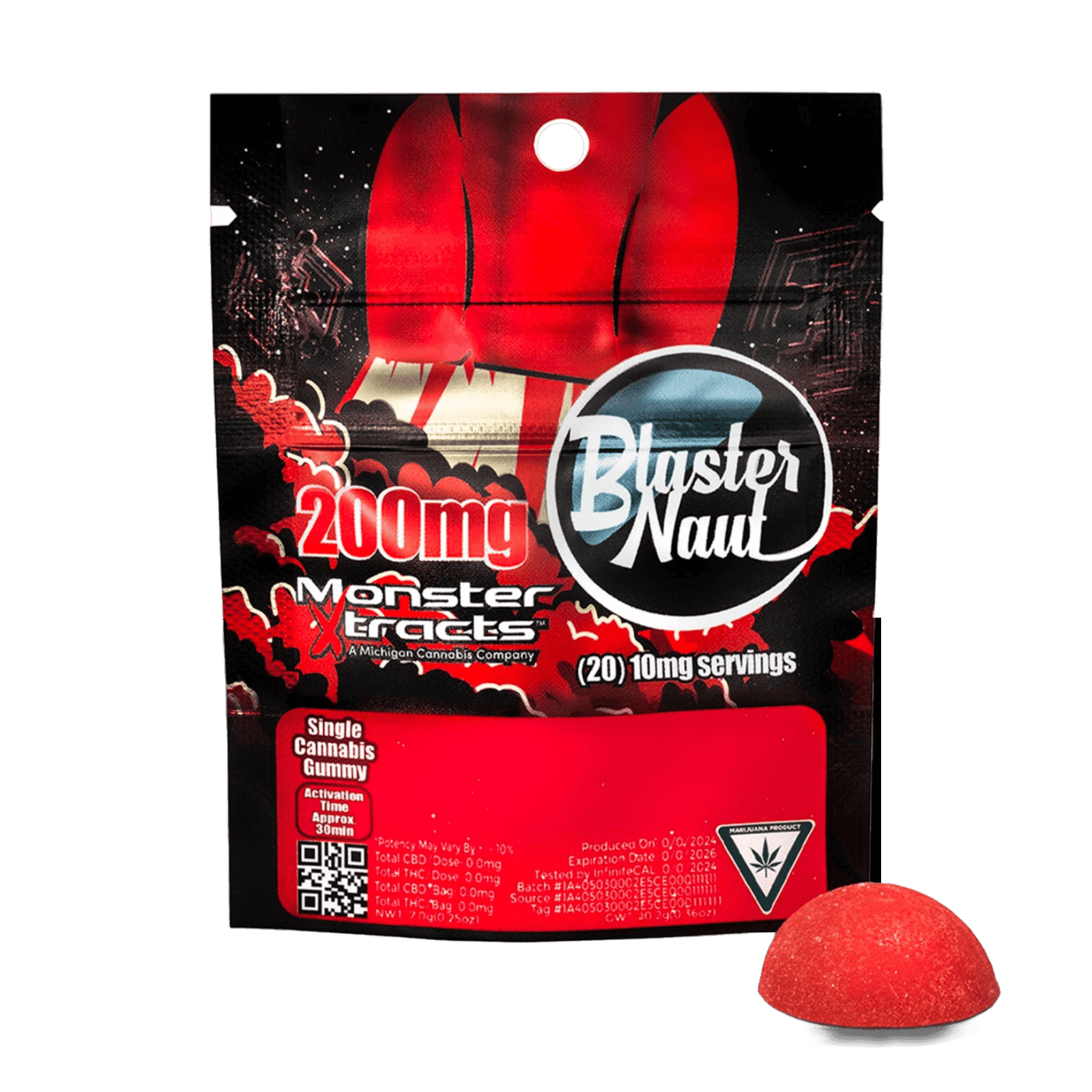 MONSTER XTRACTS | BLASTER NAUTS RED HOT ROCKET | HYBRID | GUMMIES | 200MG | REC - Main view