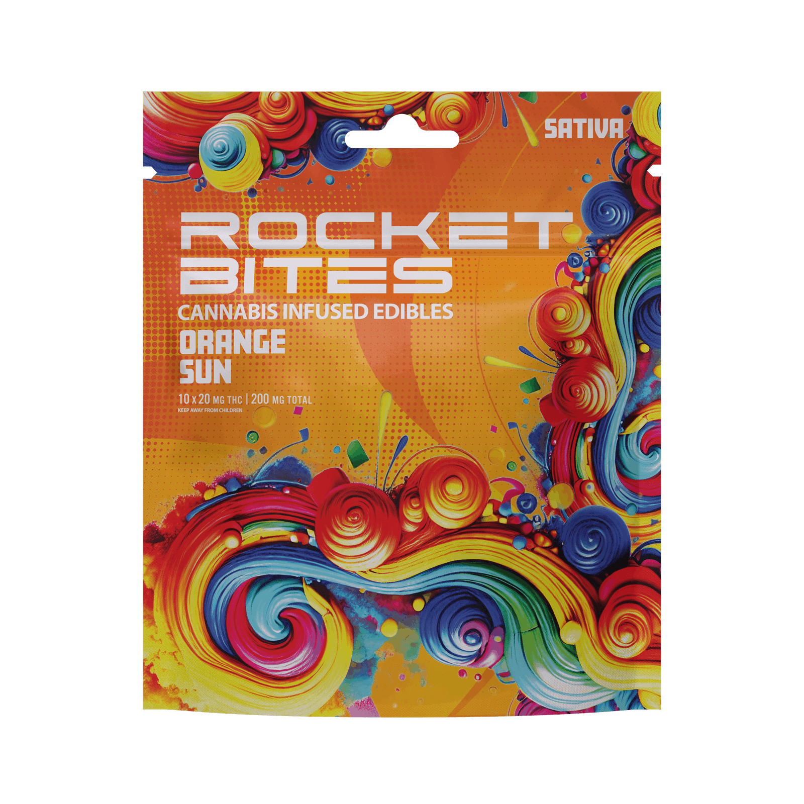 ROCKET BITES | ORANGE SUN | SATIVA | GUMMIES | 200MG | REC - Main view