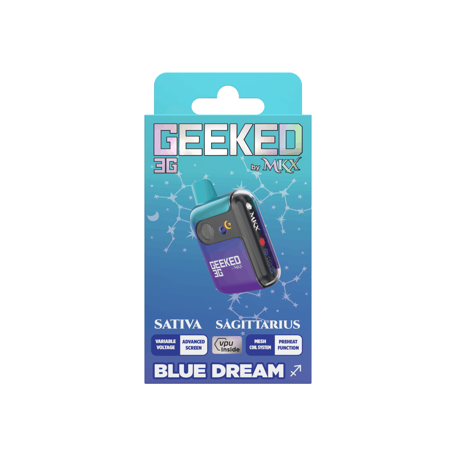 GEEKED BY MKX | BLUE DREAM | SATIVA | DISPOSABLE VAPE | 3G | REC - Main view