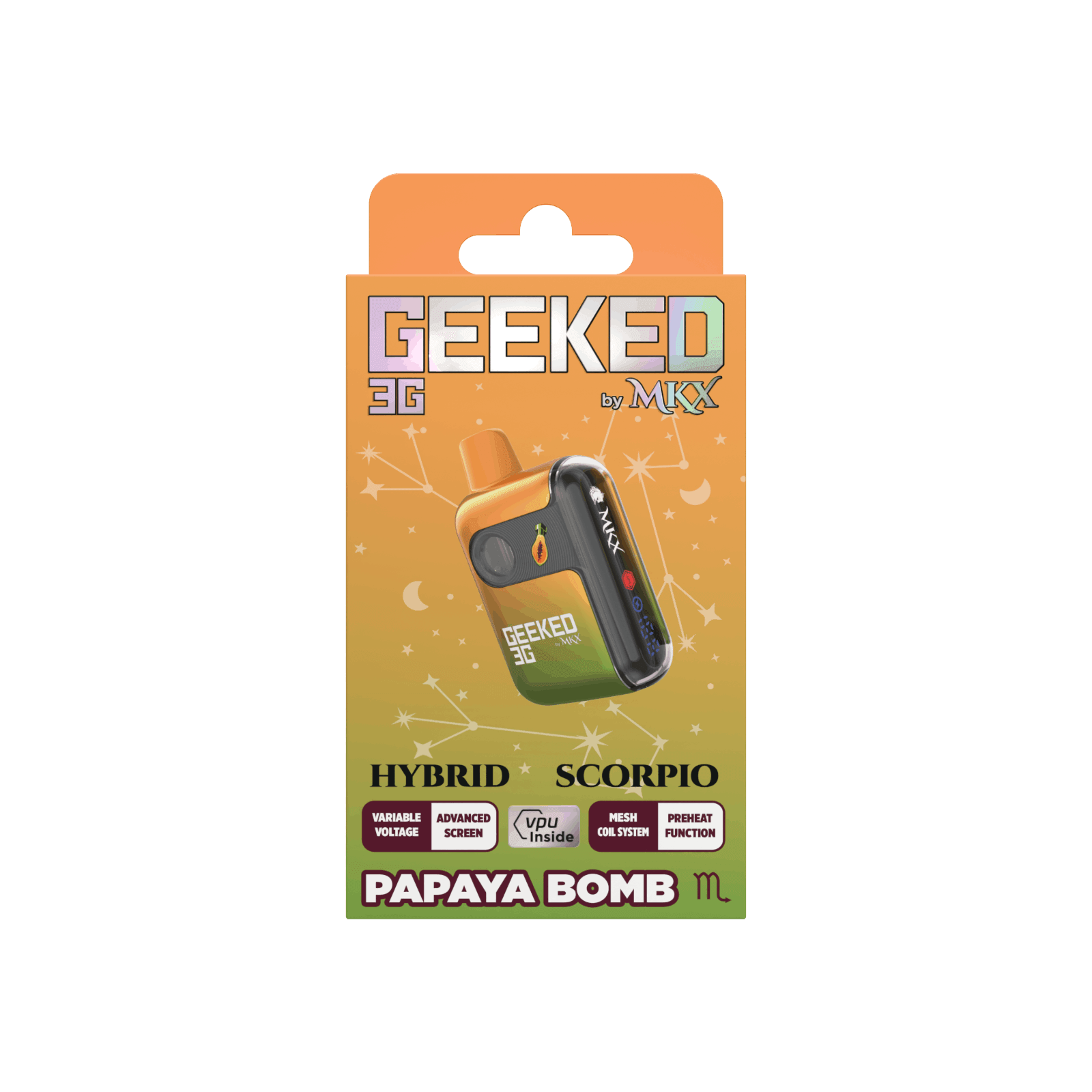 GEEKED BY MKX | PAPAYA BOMB | HYBRID | DISPOSABLE VAPE | 3G | REC - Main view