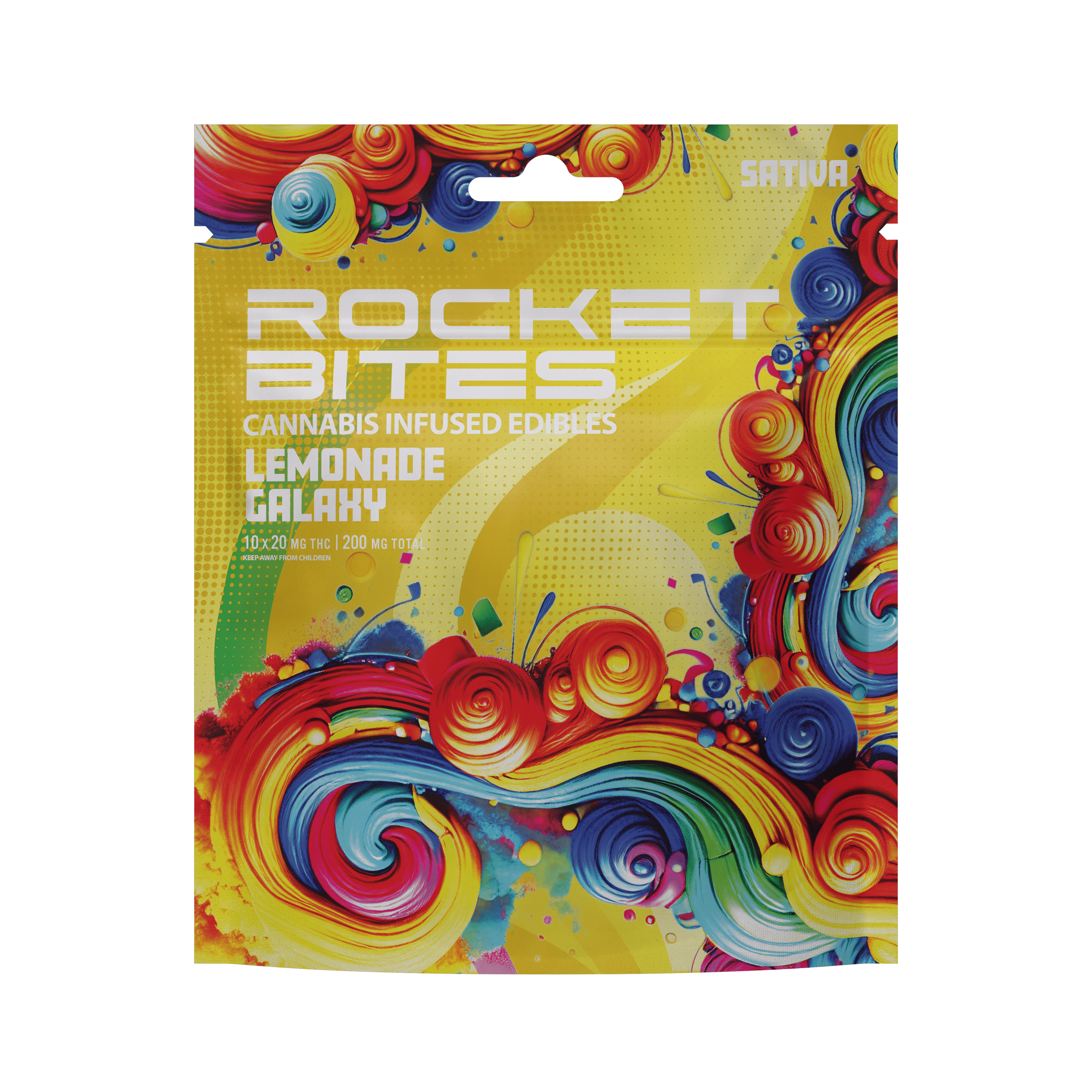 ROCKET BITES | LEMONADE GALAXY | SATIVA | GUMMIES | 200MG | REC - Main view