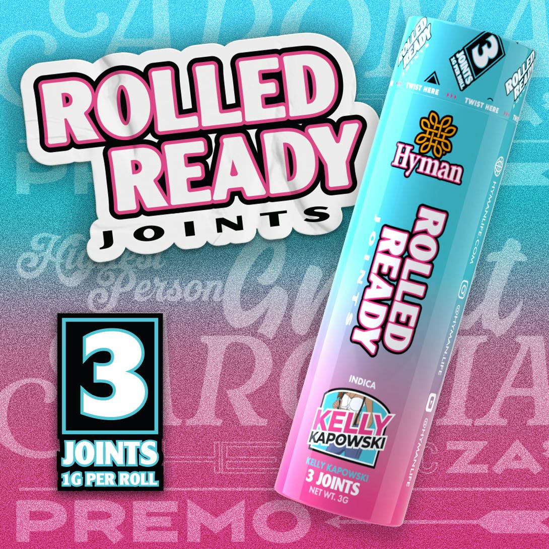 HYMAN | KELLY KAPOWSKI ROLLED N READY | INDICA | PRE-ROLL 3 PK | 3G | REC - Main view