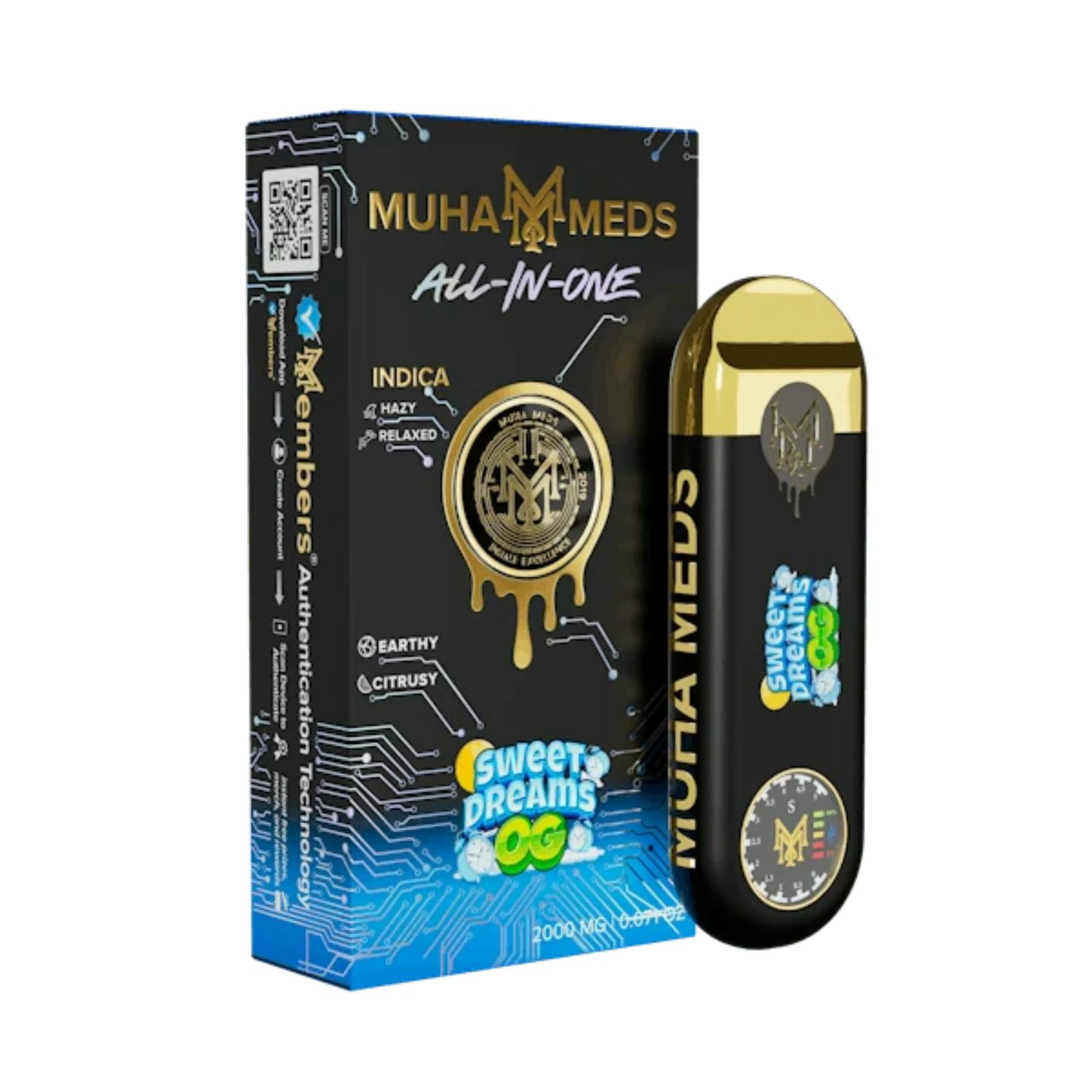 MUHA MEDS | SWEET DREAMS OG | INDICA | DISPOSABLE VAPE | 2G | REC - Main view