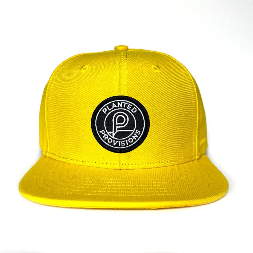 Yellow Snapback | Black & White P Coin Patch - Main view