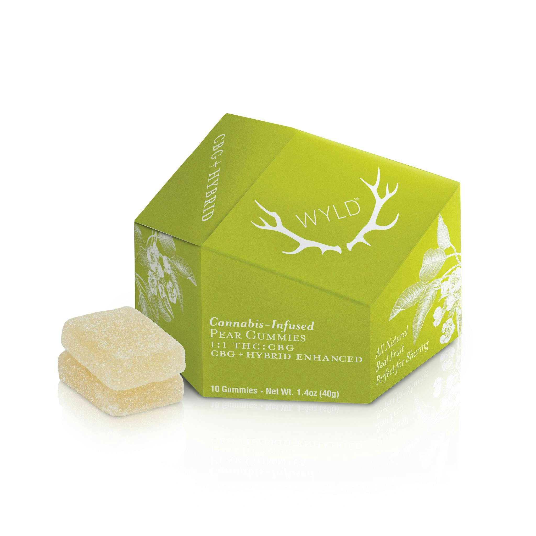 Wyld | Pear | Hybrid | THC: CBG | 200MG THC - 100MG CBG Gummies - Main view