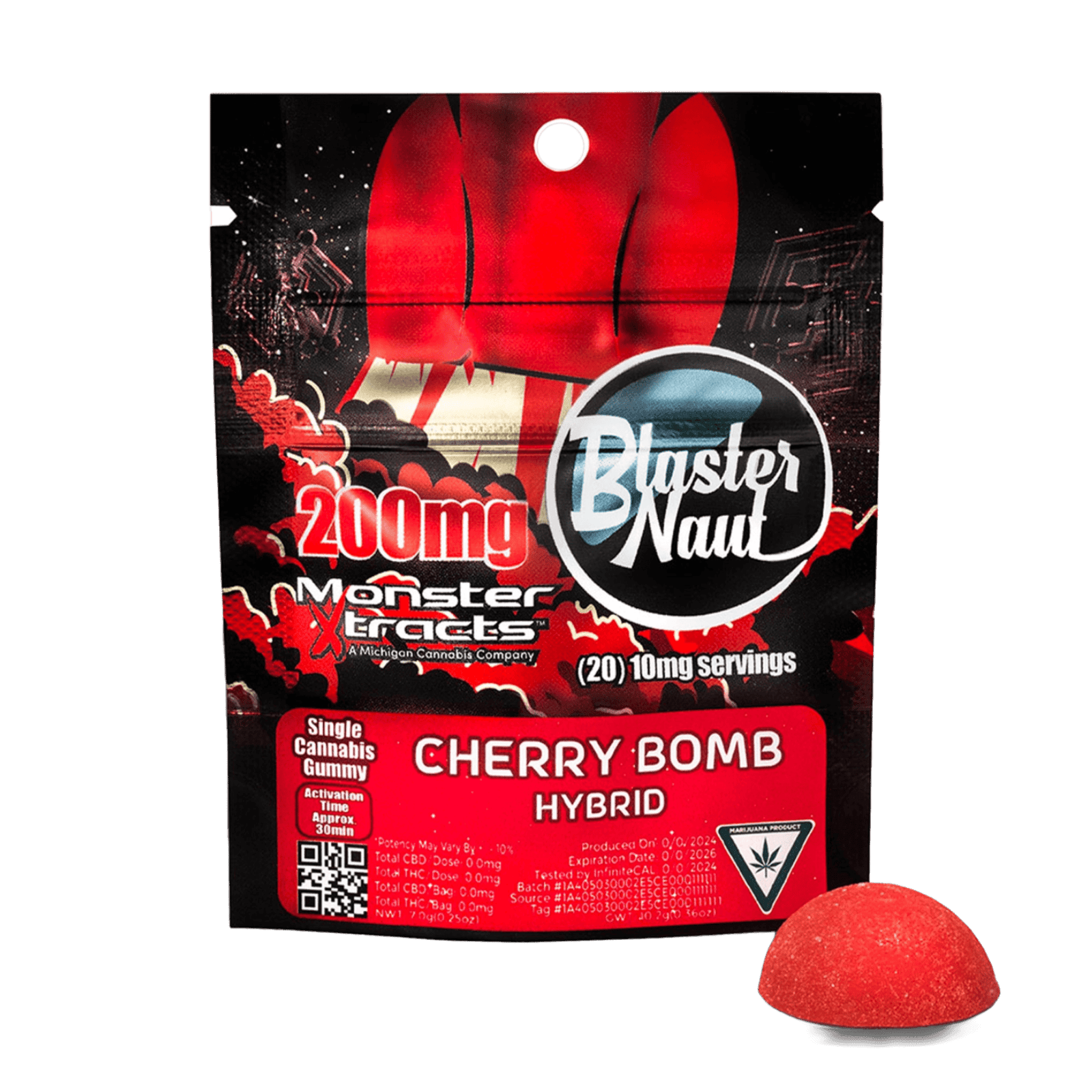 MONSTER XTRACTS | BLASTER NAUT CHERRY BOMB | HYBRID | GUMMIES | 200MG | REC - Main view