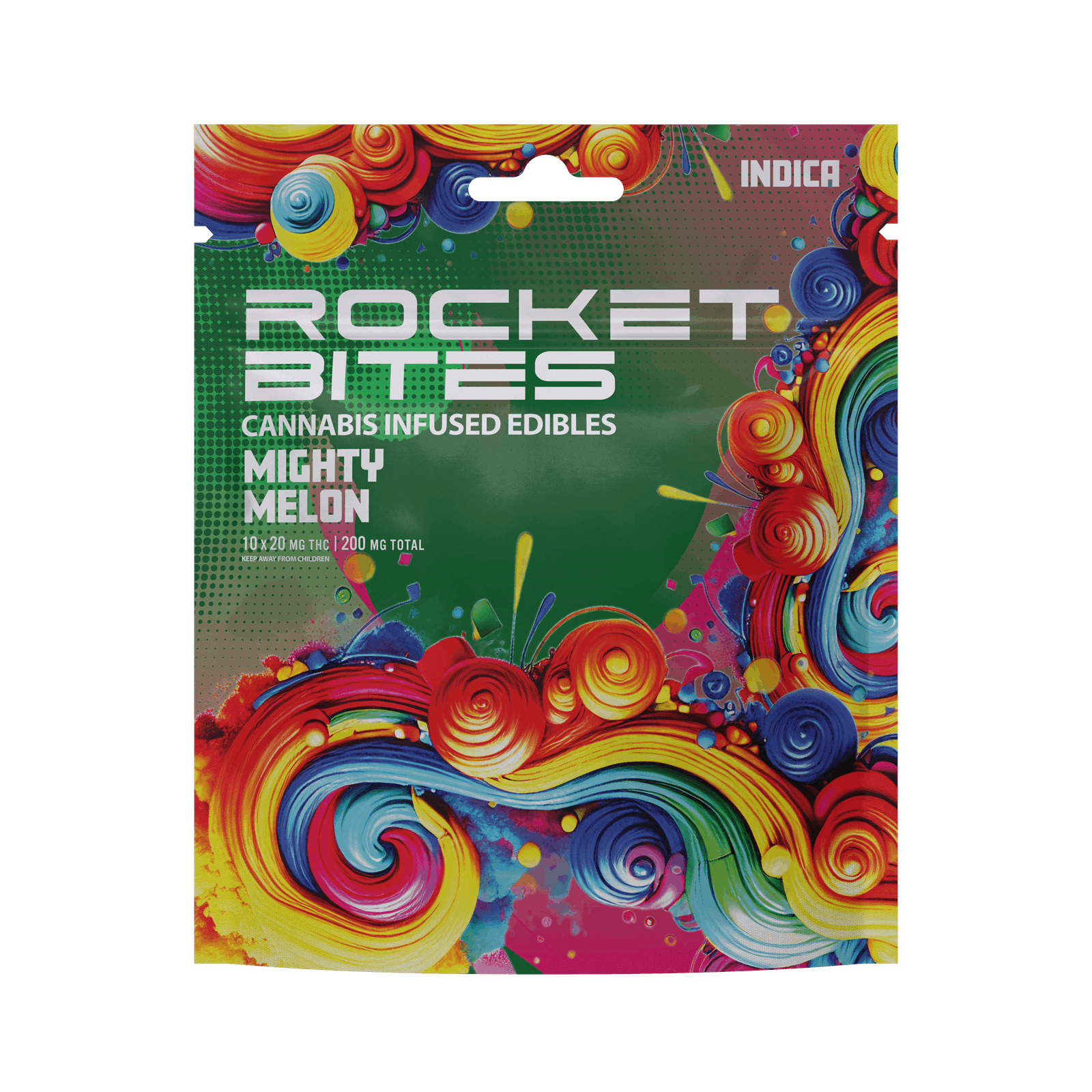 ROCKET BITES | MIGHTY MELON | INDICA | GUMMIES | 200MG | REC - Main view