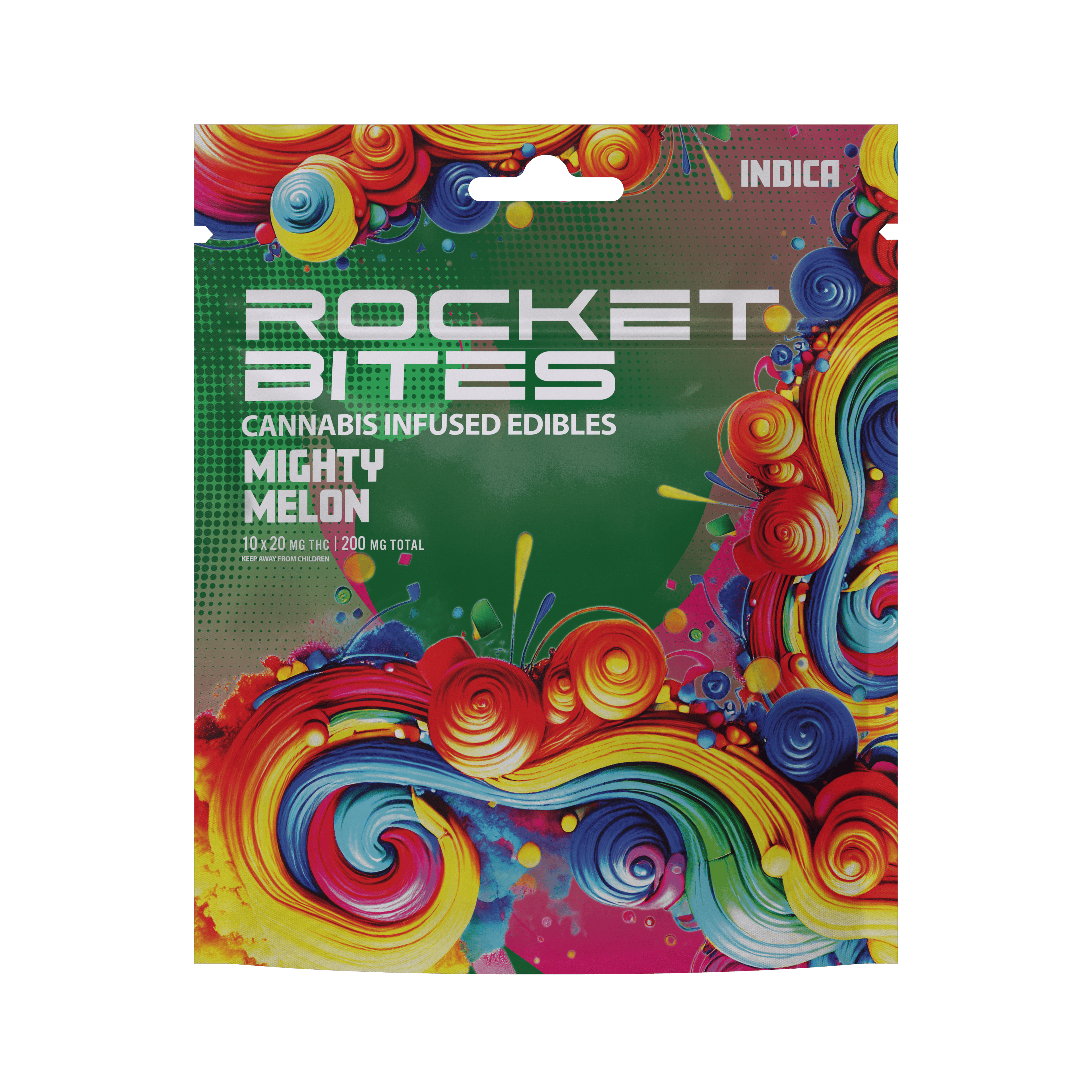 ROCKET BITES | MIGHTY MELON | INDICA | GUMMIES | 200MG | REC - Main view
