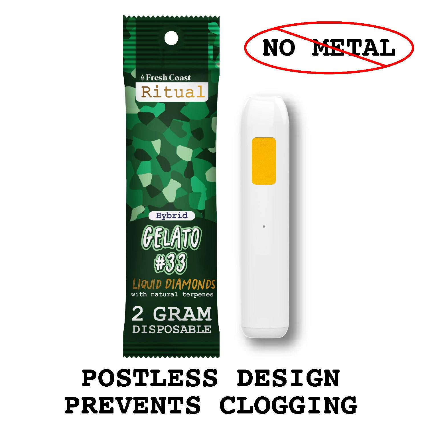 FRESH COAST | RITUAL | GELATO #33 | HYBRID | DISPOSABLE VAPE | 2G | REC - Main view