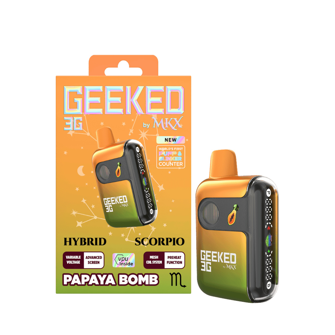 MKX X GEEKED | PAPAYA BOMB | HYBRID | DISPOSABLE VAPE | 3G | REC - Main view