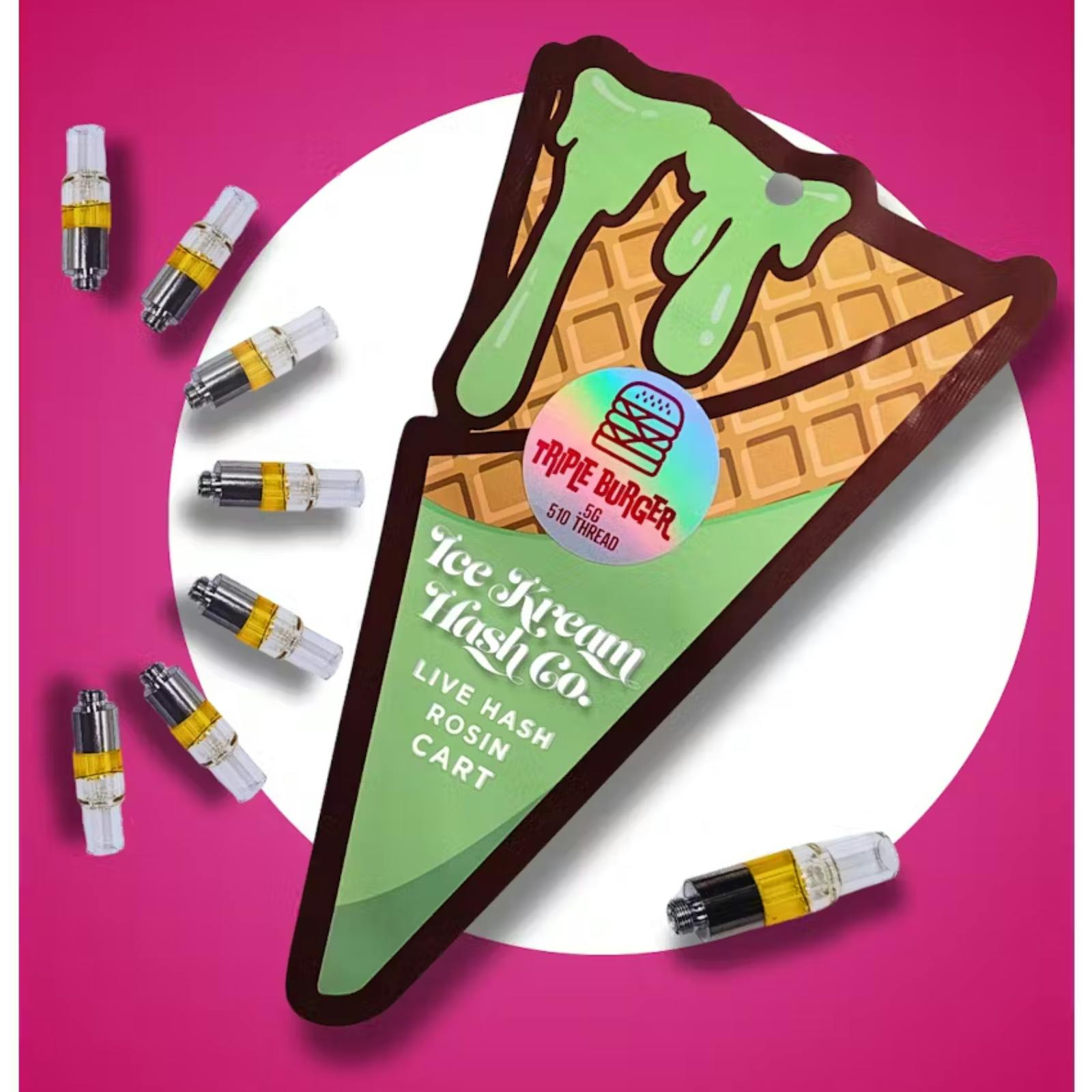 ICE KREAM HASH CO. | TRIPLE BURGER | HYBIRD | LIVE ROSIN | 510 CARTRIDGE | .5G | REC - Main view