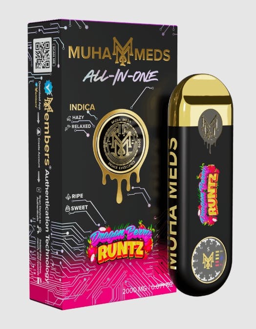 MUHA MEDS | DRAGON BERRY RUNTZ | INDICA | DISPOSABLE VAPE | 2G | REC - Main view