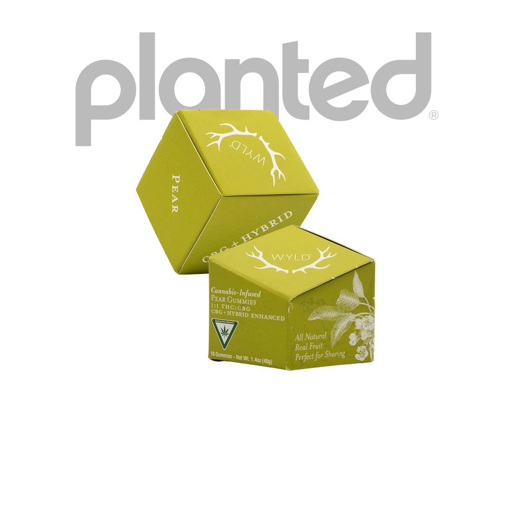 Wyld | Pear | Hybrid | THC:CBG | 100MG THC -100 CBG MG Gummies | REC - Main view