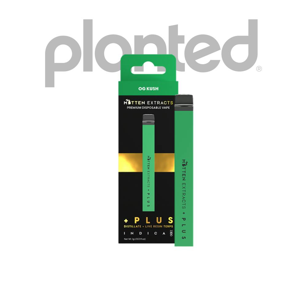 Mitten | OG Kush | Indica | 1G Disposable Vape Pen | REC - Main view