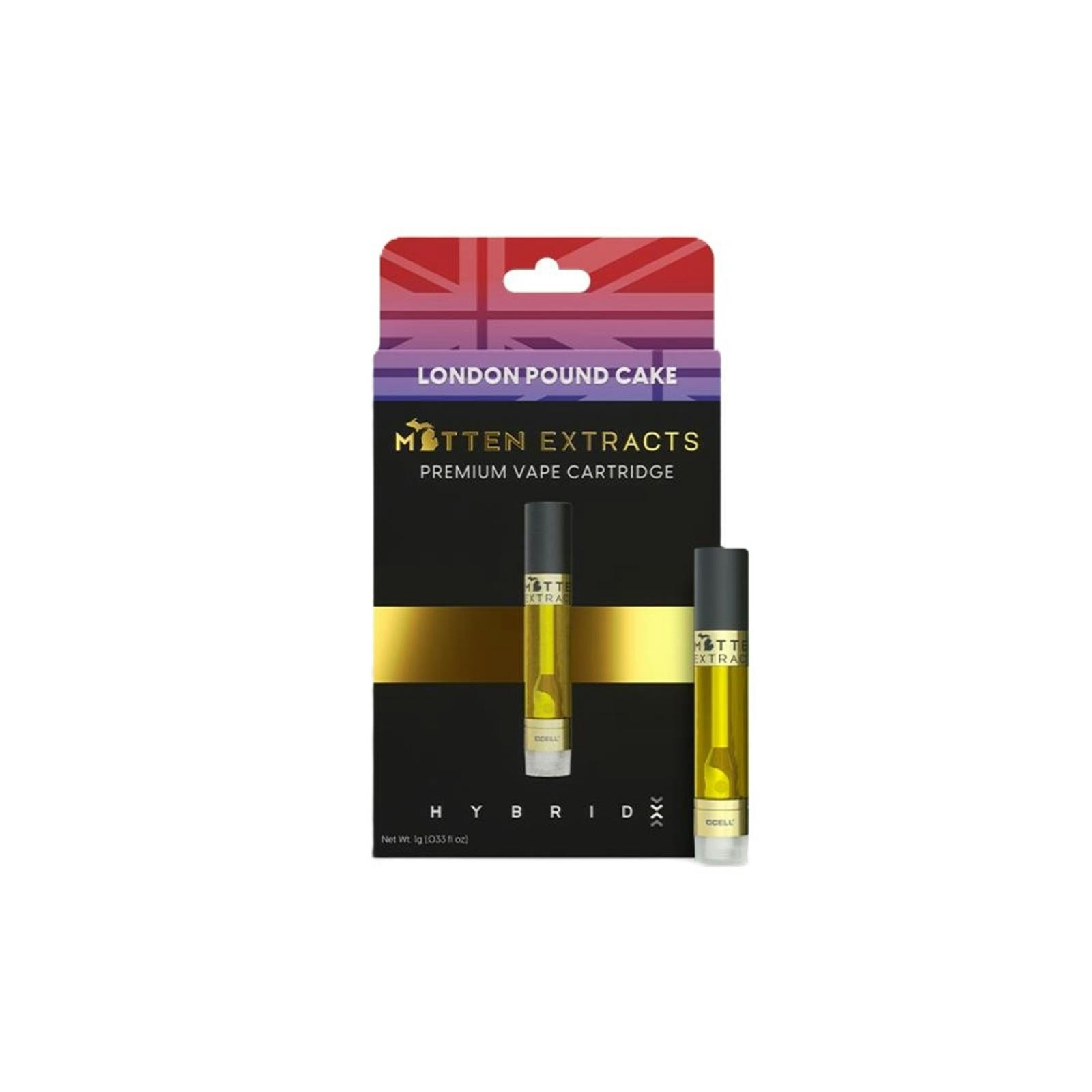 MITTEN EXTRACTS | LONDON POUND CAKE | HYBRID | 510 CARTRIDGE | 1G | REC - Main view