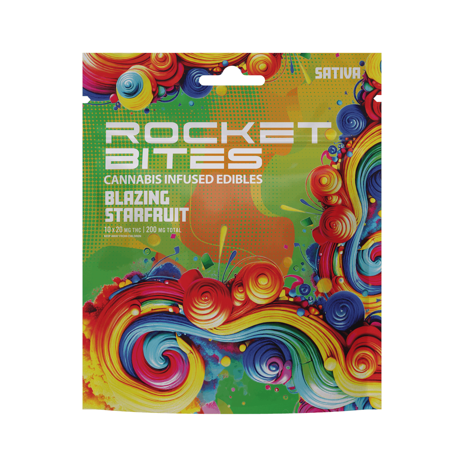 ROCKET BITES | BLAZING STARFRUIT | SATIVA | GUMMIES | 200MG | REC - Main view
