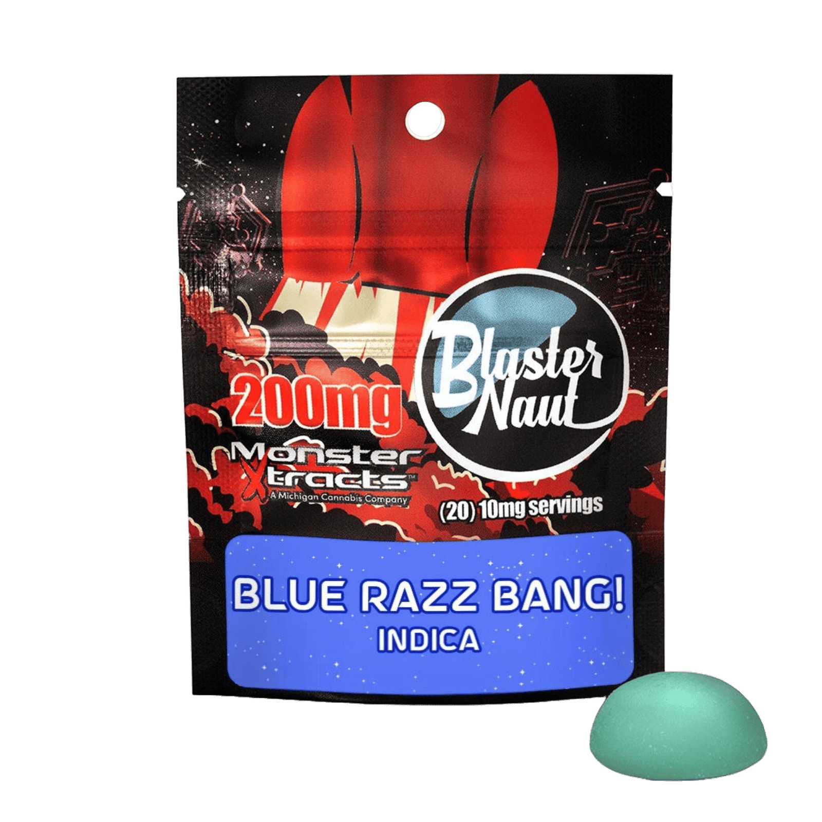 MONSTER XTRACTS | BLASTER NAUT BLUE RAZ BANG! | INDICA | GUMMIES | 200MG | REC - Main view
