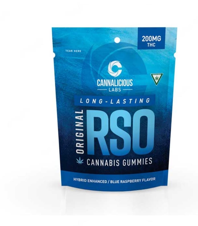 Cannalicious | Blue Raspberry | Hybrid | 200mg RSO Gummies - Main view