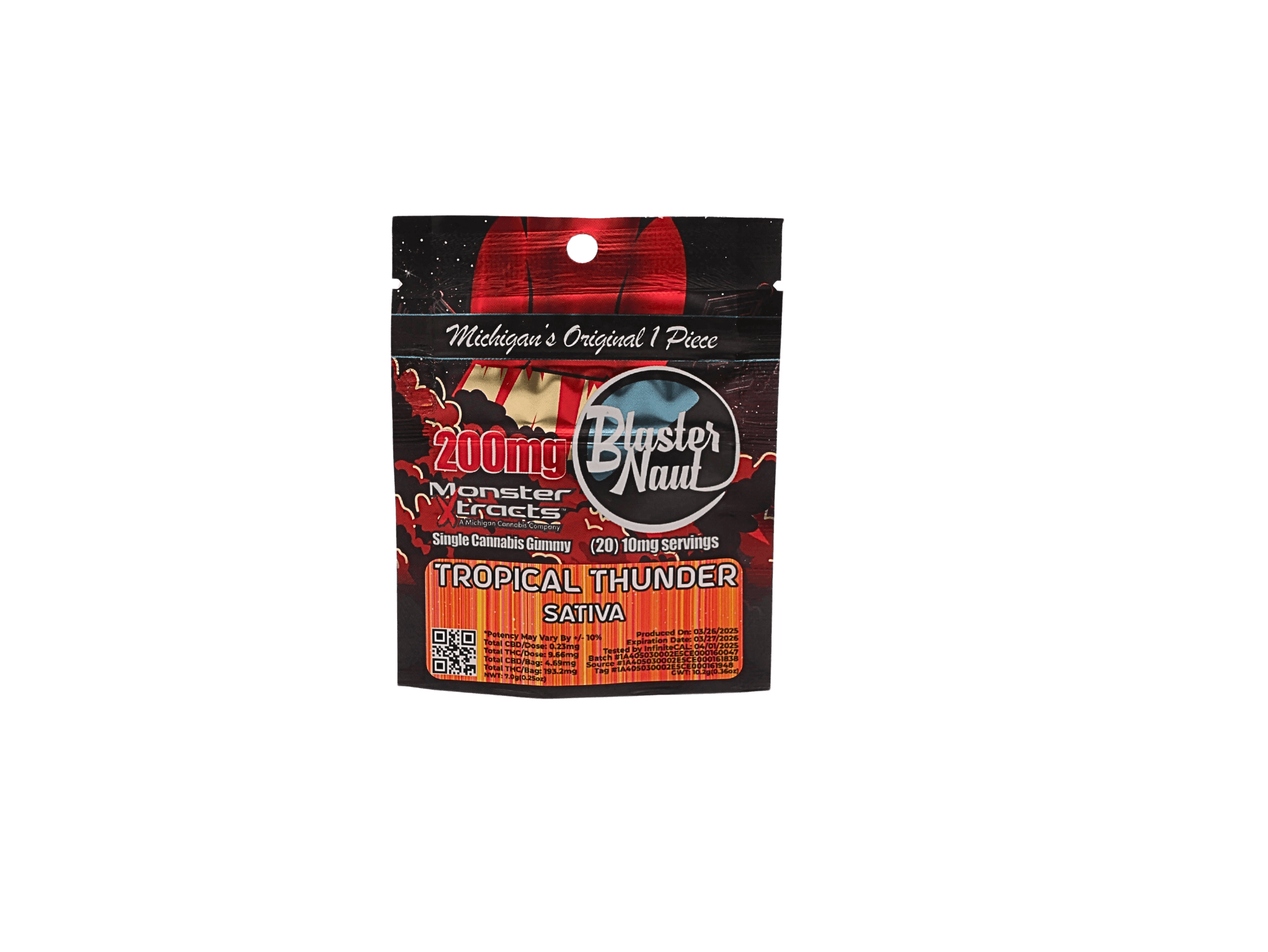 BLASTER NAUT | TROPICAL THUNDER | SATIVA | GUMMIES | 200MG | REC - Main view