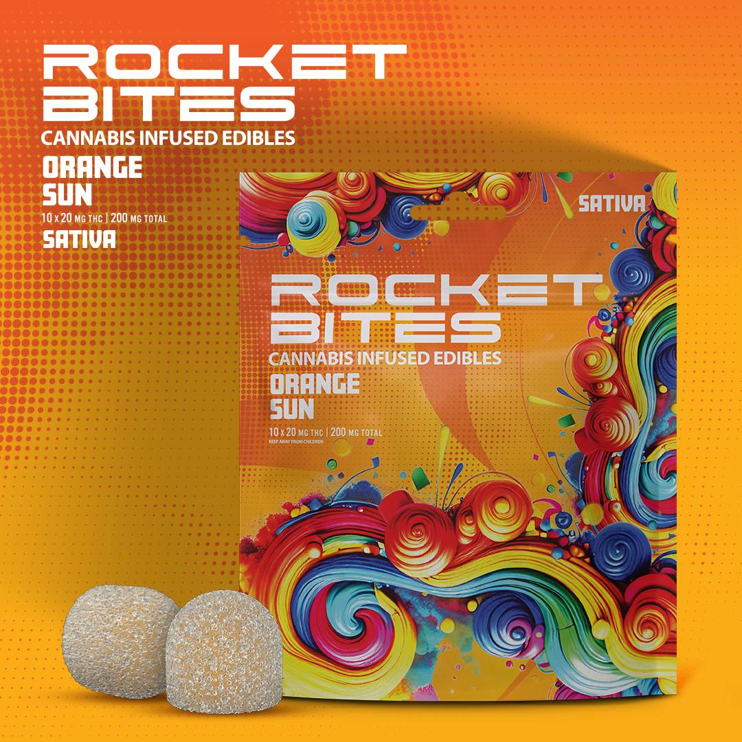 ROCKET | ROCKET BITES ORANGE SUN | SATIVA | GUMMIES | 200MG | REC - Main view