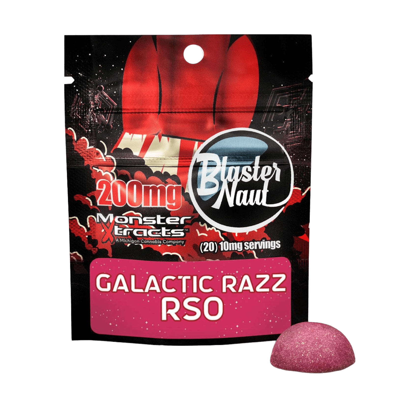 MONSTER XTRACTS | BLASTER NAUT GALACTIC RAZZ RSO | GUMMIES | 200MG | REC - Main view
