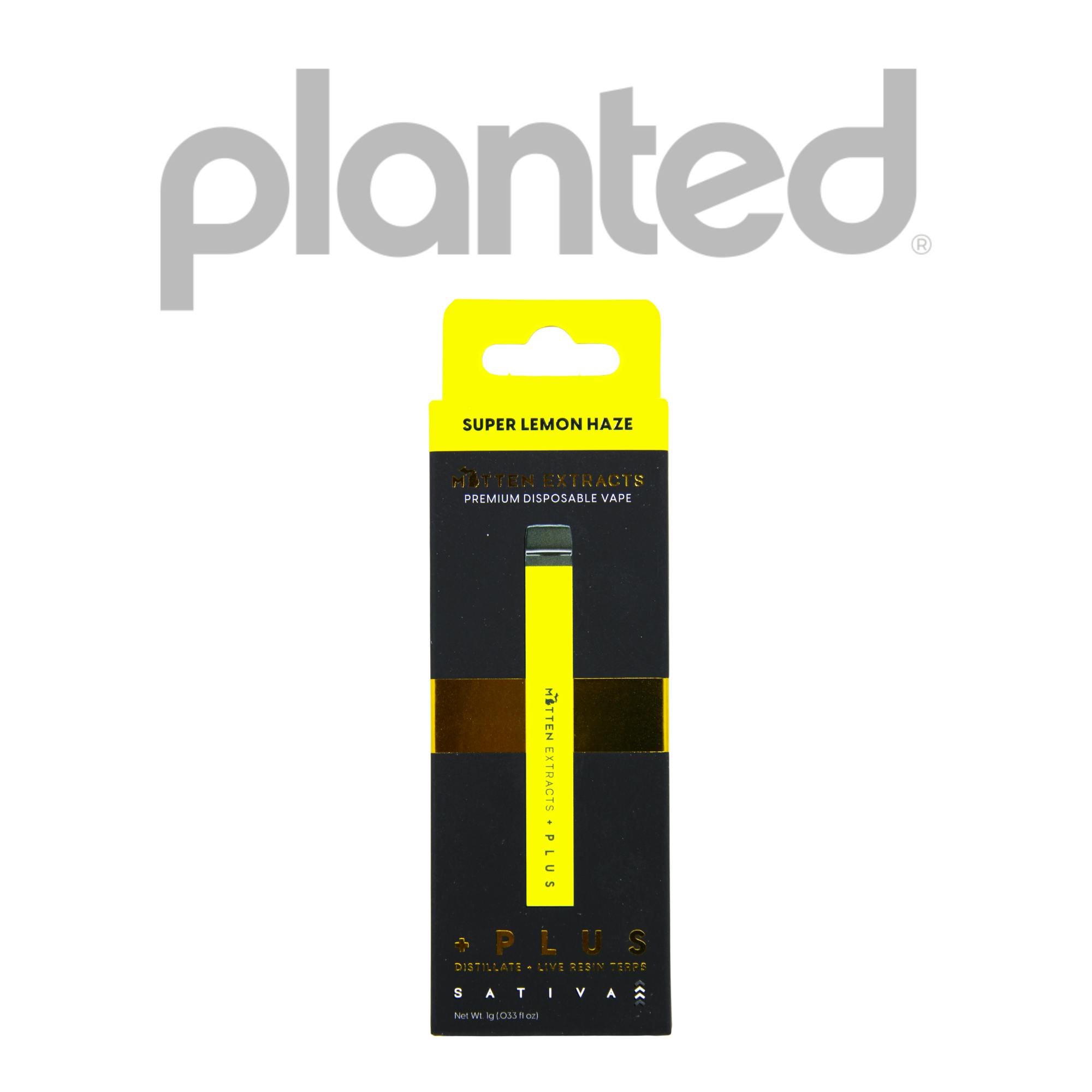 Mitten | Super Lemon Haze | Sativa | 1G Disposable Vape Pen | REC - Main view