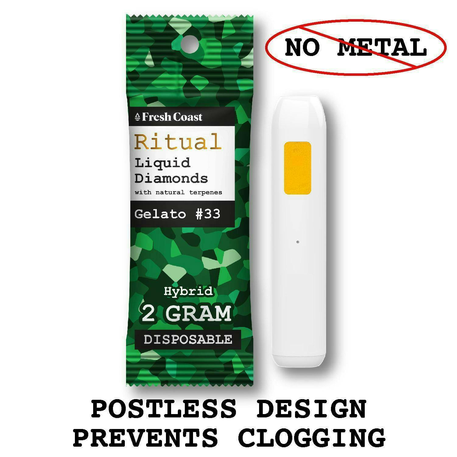 RITUAL | GELATO # 33 | HYBRID | LIQUID DIAMONDS DISPOSABLE VAPE | 2G | REC - Main view