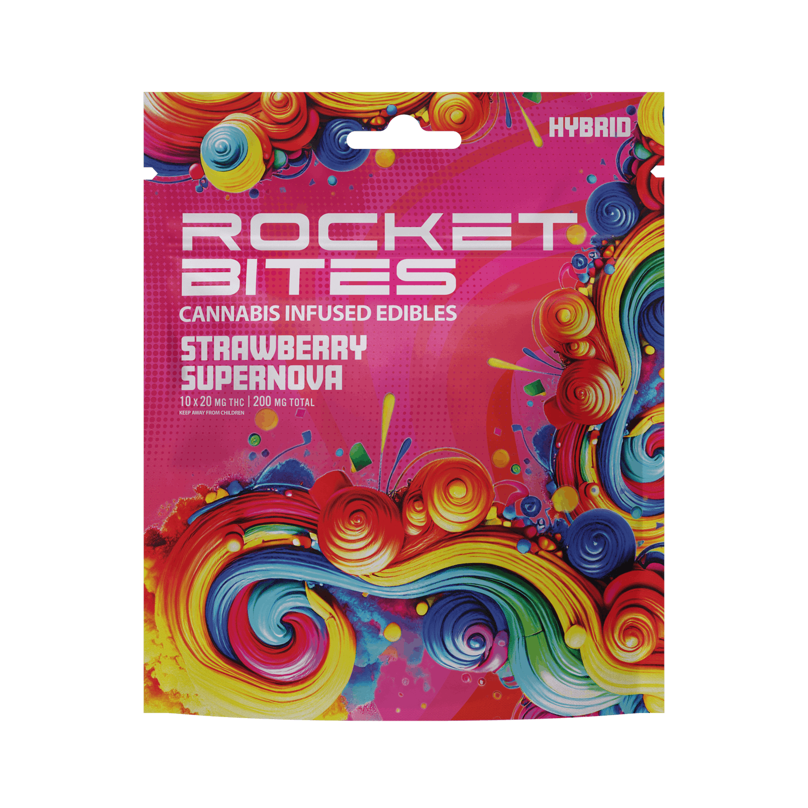 ROCKET BITES | STRAWBERRY SUPERNOVA | HYBRID | GUMMIES | 200MG | REC - Main view