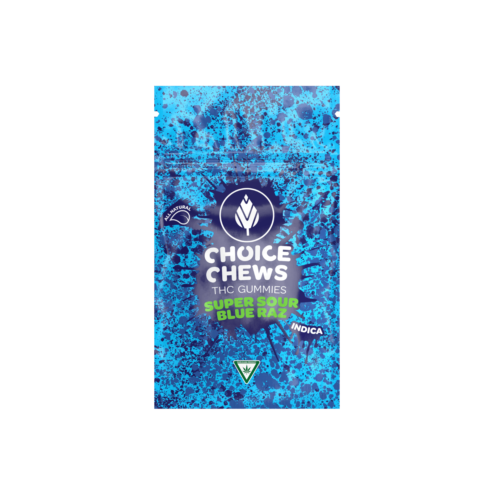 CHOICE | SUPER SOUR BLUE RAZ | INDICA | GUMMIES | 100MG | REC - Main view
