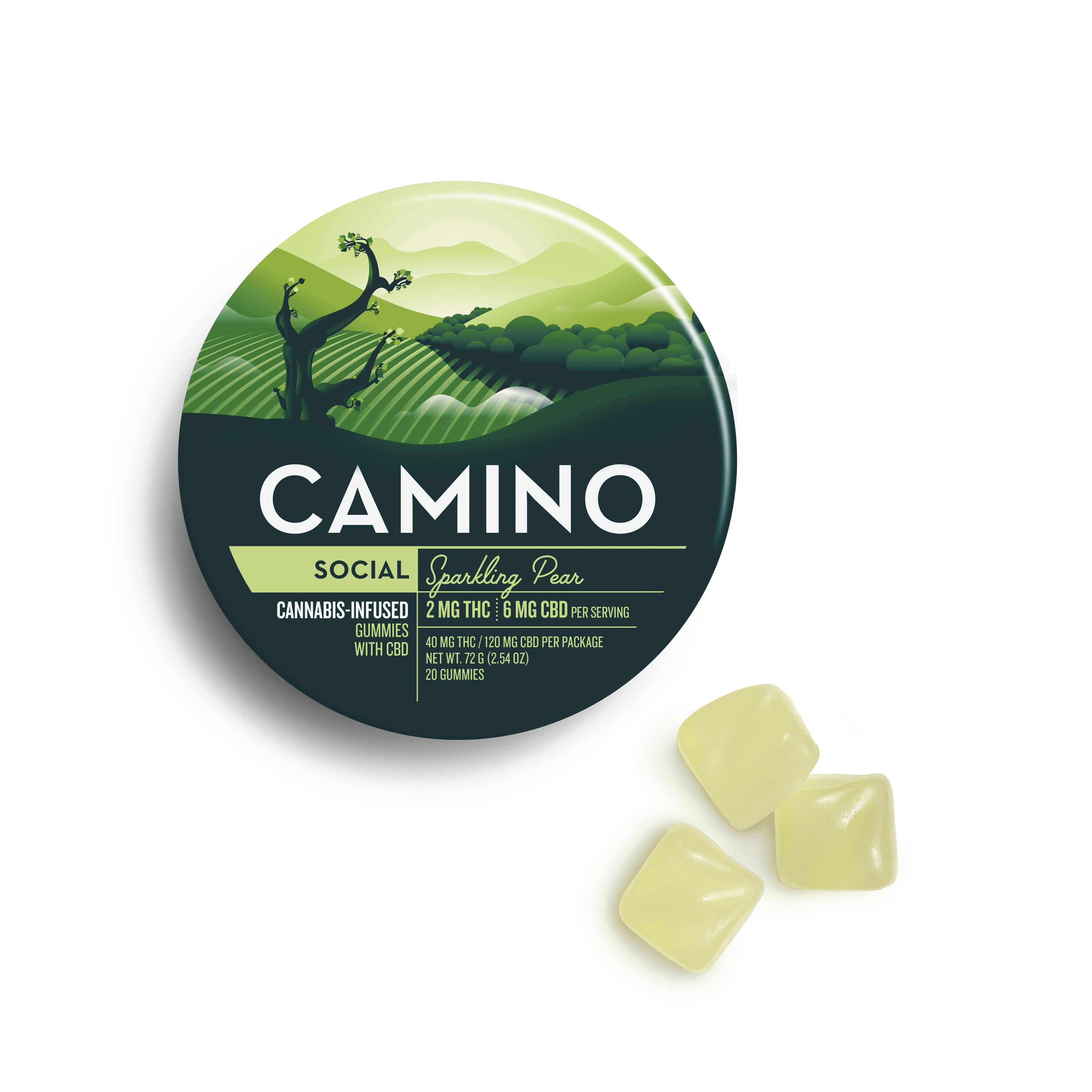 CAMINO | SPARKLING PEAR | SATIVA | GUMMIES | 40MG:120MG | REC - Main view