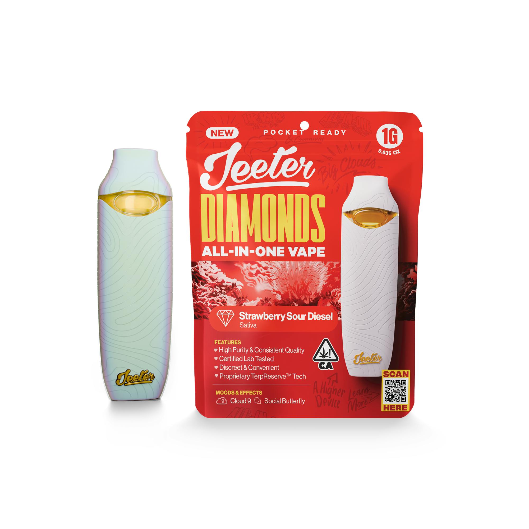 JEETER | STRAWBERRY SOUR DIESEL | SATIVA | DISPOSABLE VAPE | DIAMOND | 1G | REC - Main view