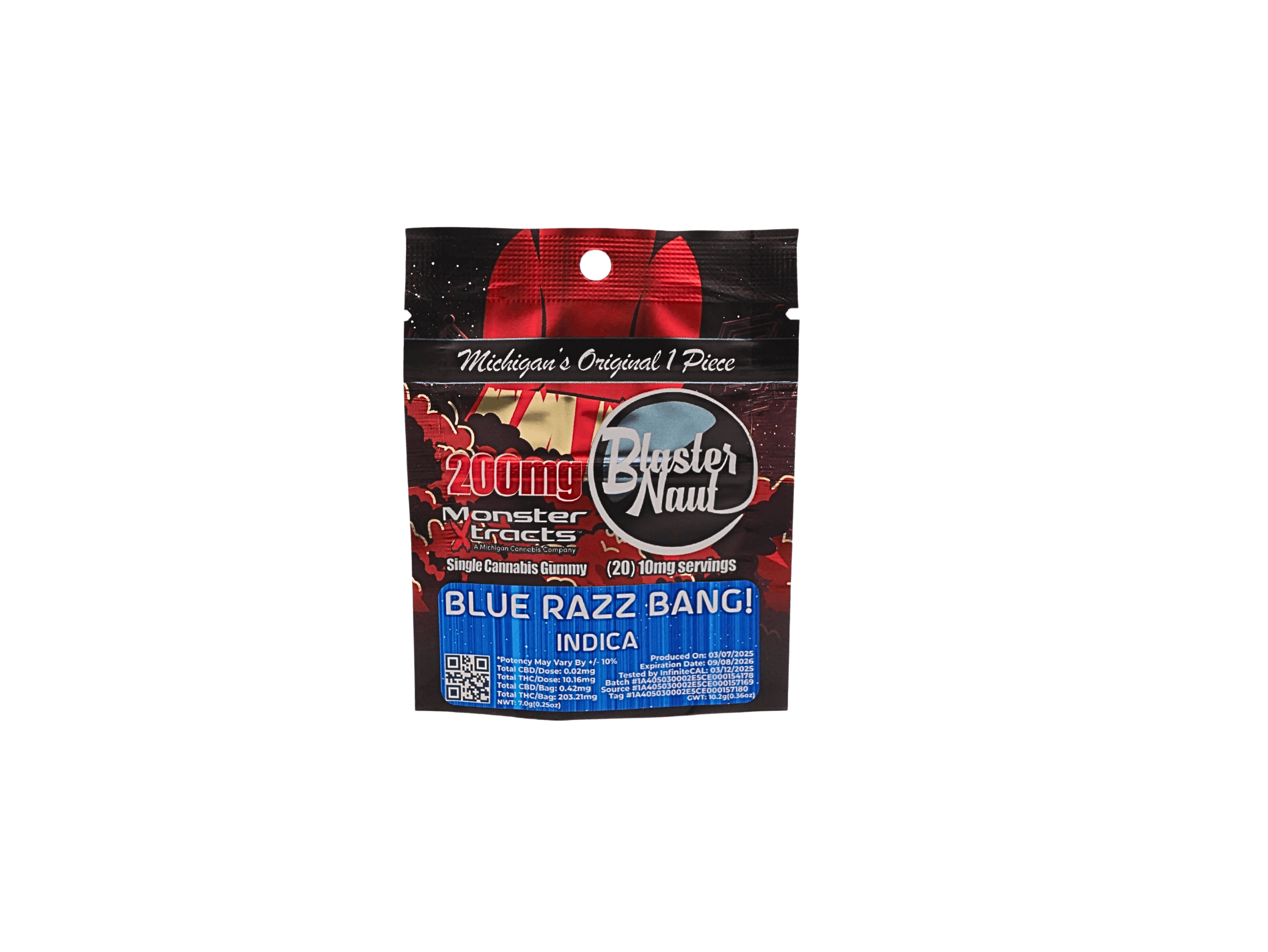 BLASTER NAUT | BLUE RAZ BANG! | INDICA | GUMMIES | 200MG | REC - Main view