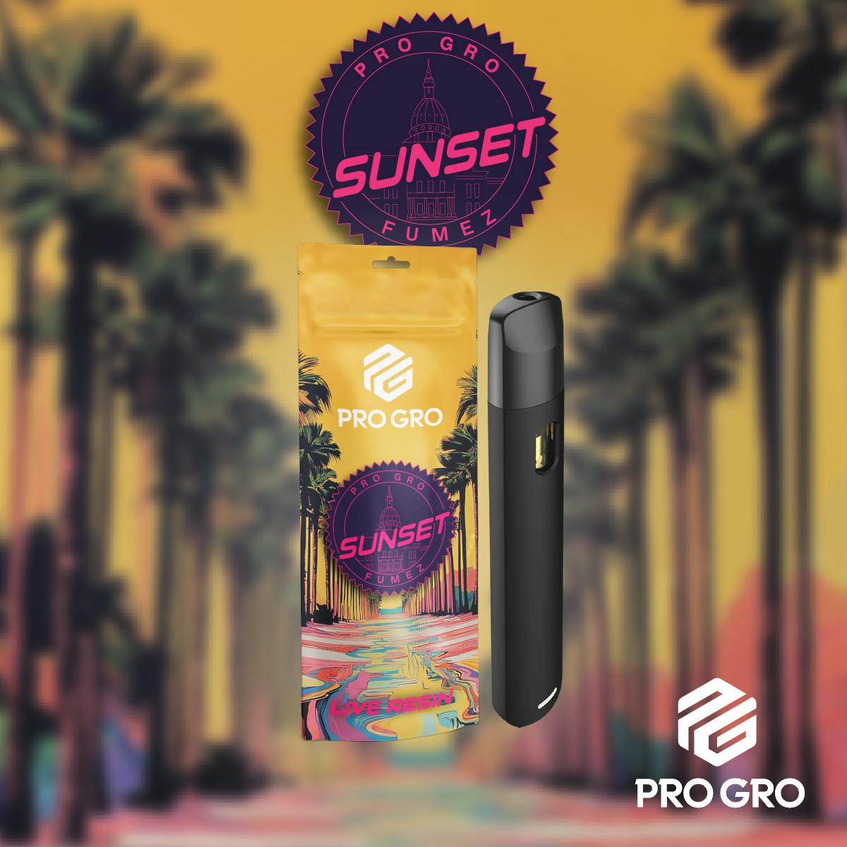 PRO GRO | SUNSET FUMEZ | INDICA | DISPOSABLE VAPE | 1G | REC - Main view