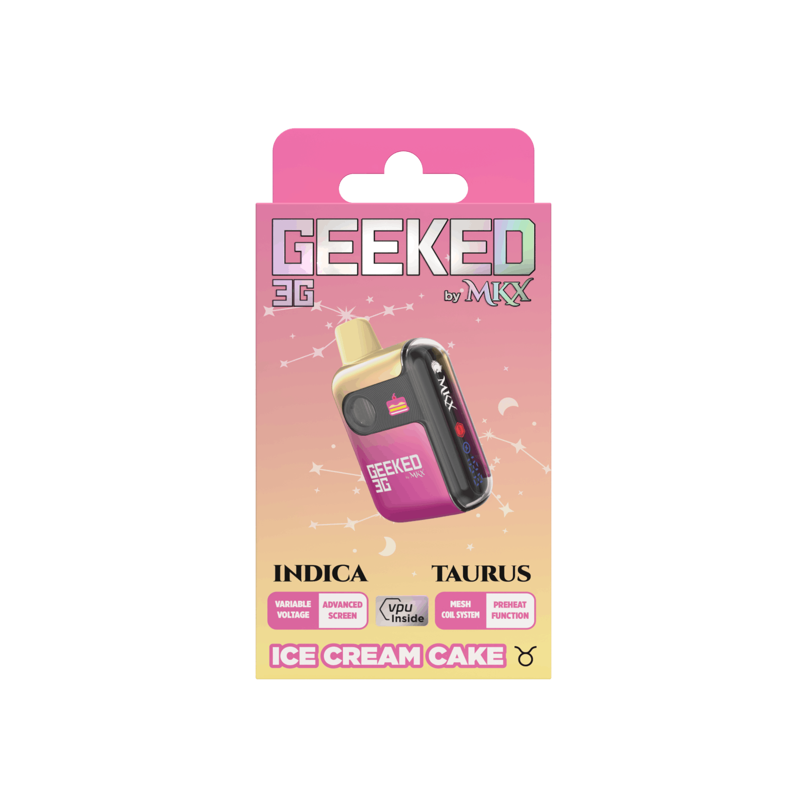Geeked X MKX | Ice Cream Cake | Indica | 3G Disposable Vape Pen | - Main view