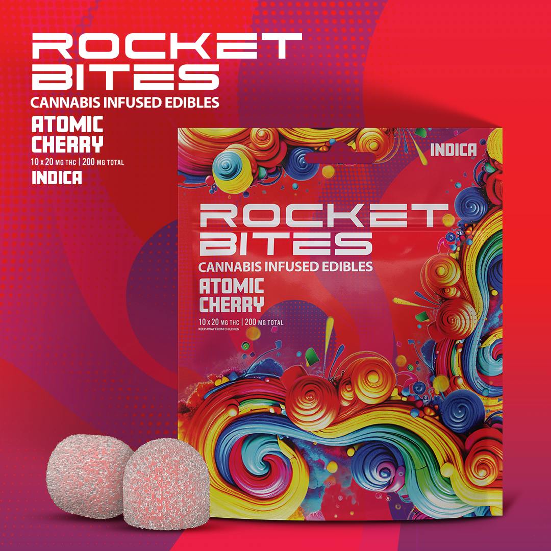 ROCKET | ROCKET BITES ATOMIC CHERRY | INDICA | GUMMIES | 200MG | REC - Main view