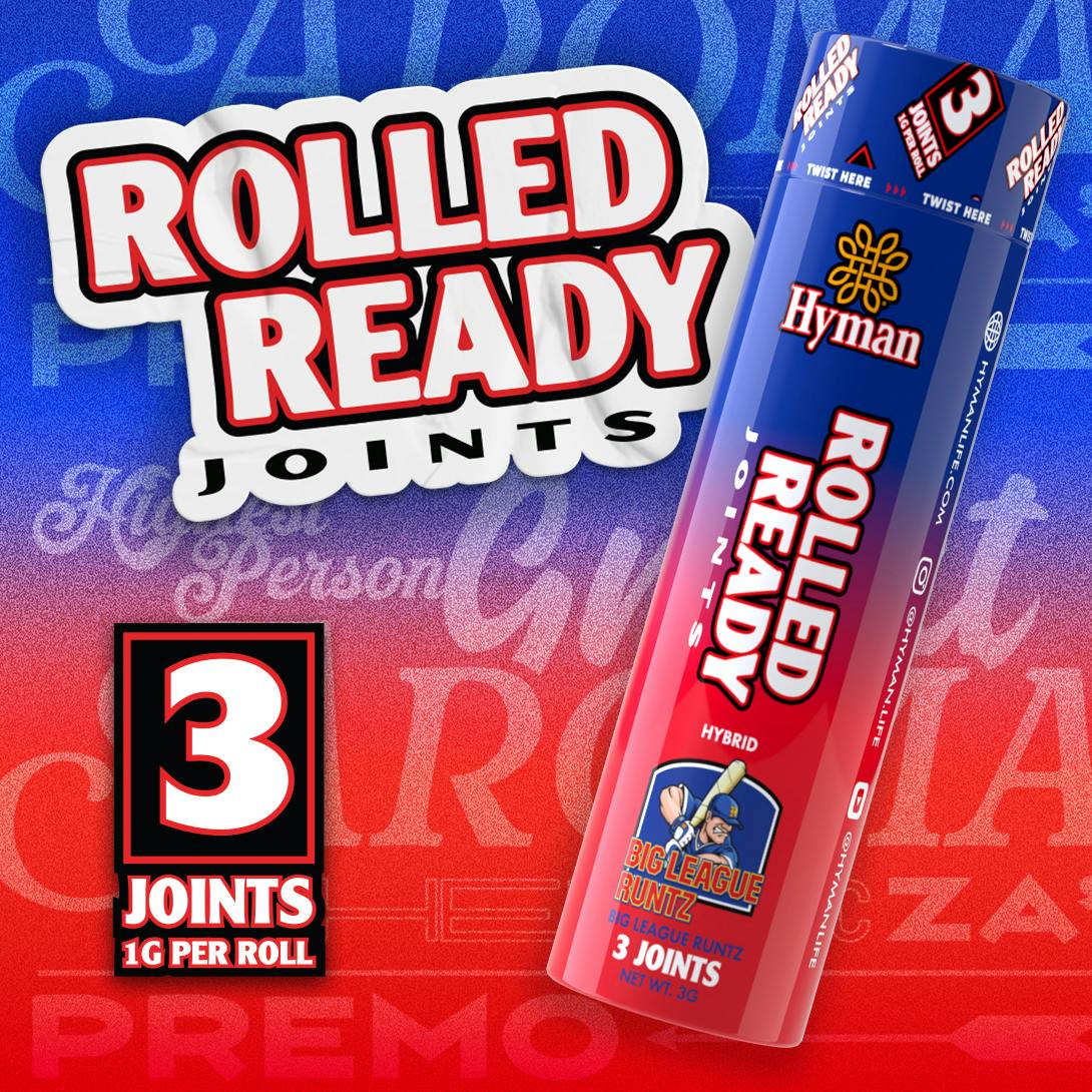 HYMAN | BIG LEAGUE RUNTZ ROLLED N READY | HYBRID | PRE-ROLL 3 PK | 3G | REC - Main view